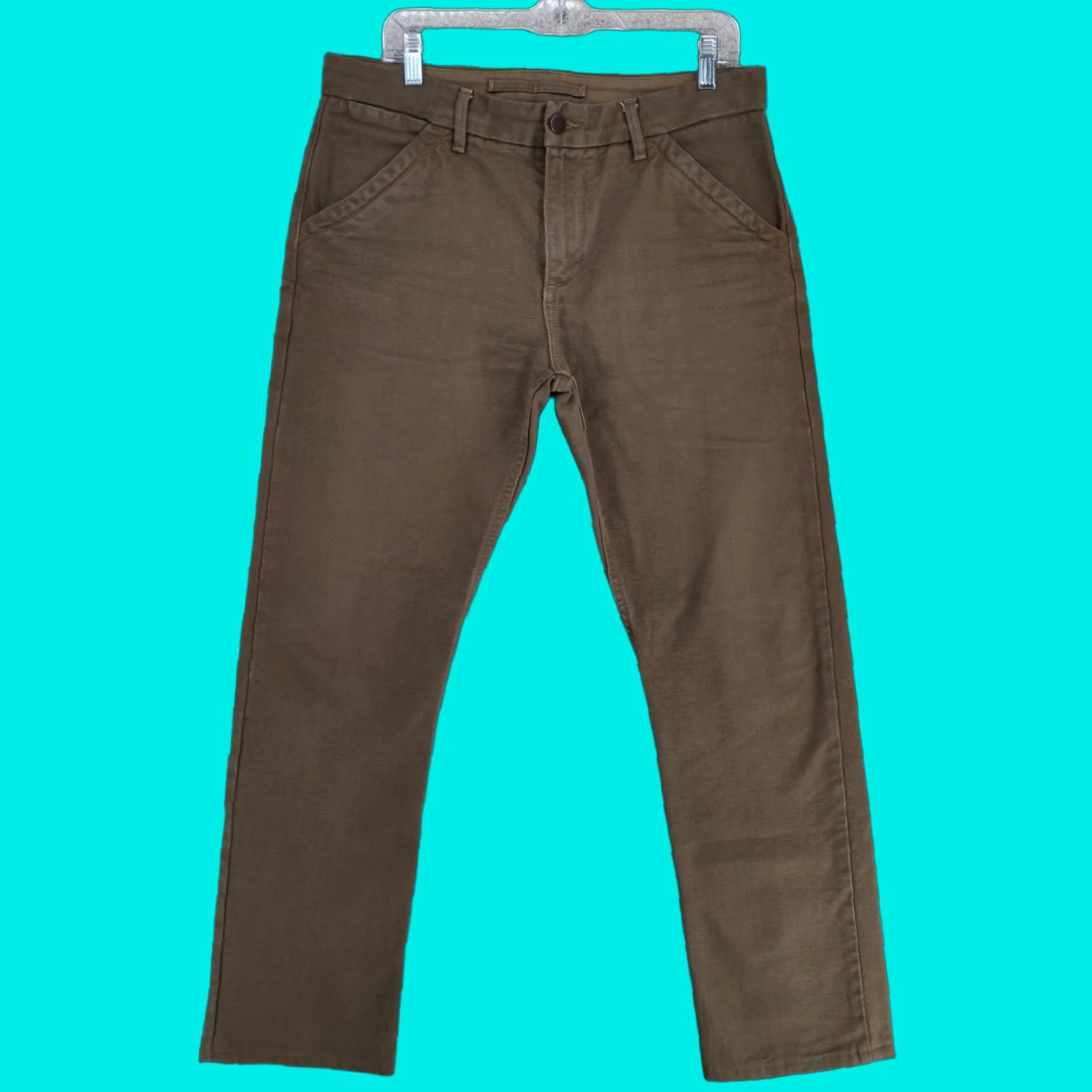 Freenote Cloth Freenote Cloth Workwear Chino Pants Mens 33 Slim Straight 14oz Tan Cotton Canvas Front Flat 5-Pocket USA Vintage No Size US 33 - 1 Thumbnail