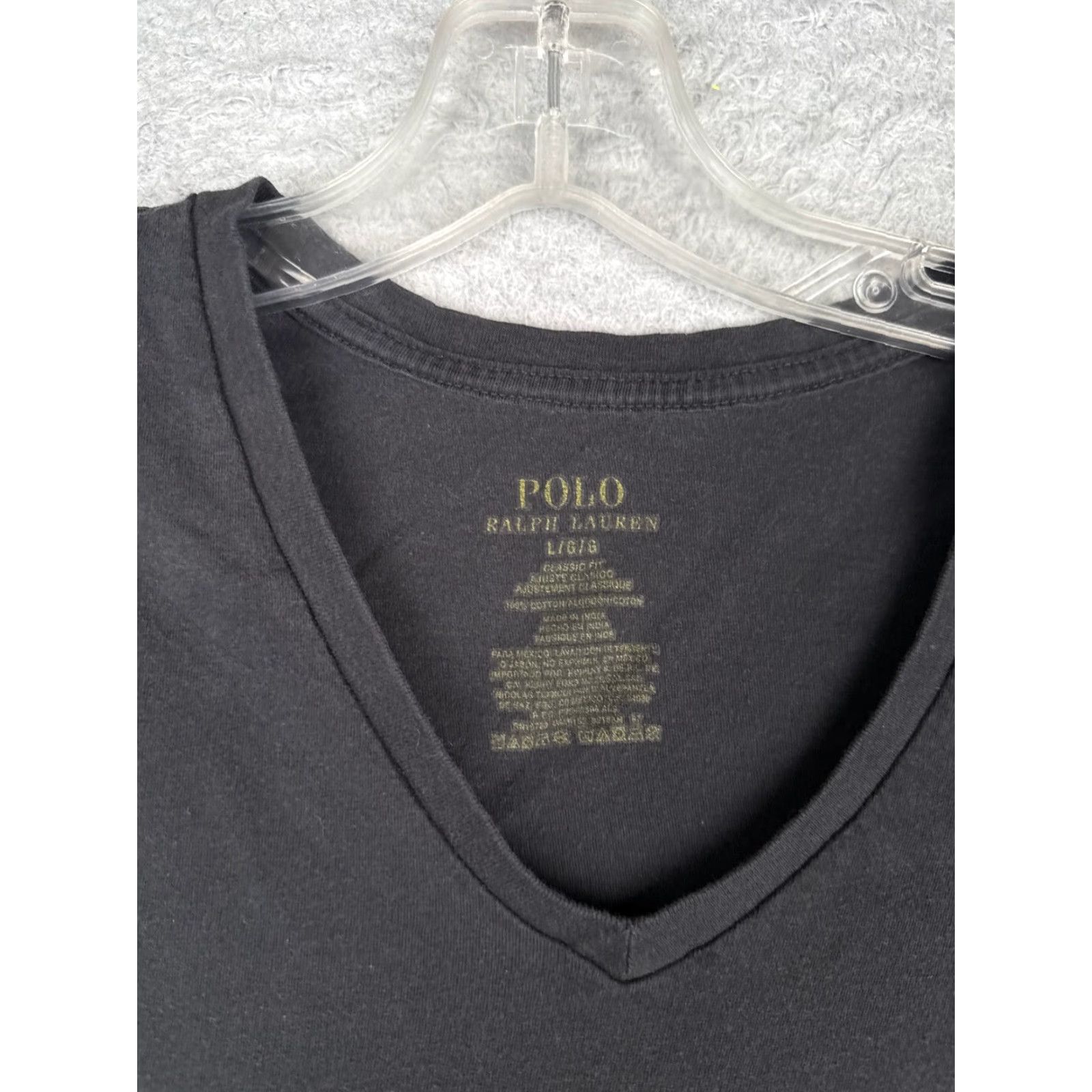 Ralph Lauren Polo Ralph Lauren Shirt Adult Large Black 100% Cotton V-Neck Short Sleeve Size US L / EU 52-54 / 3 - 6 Thumbnail