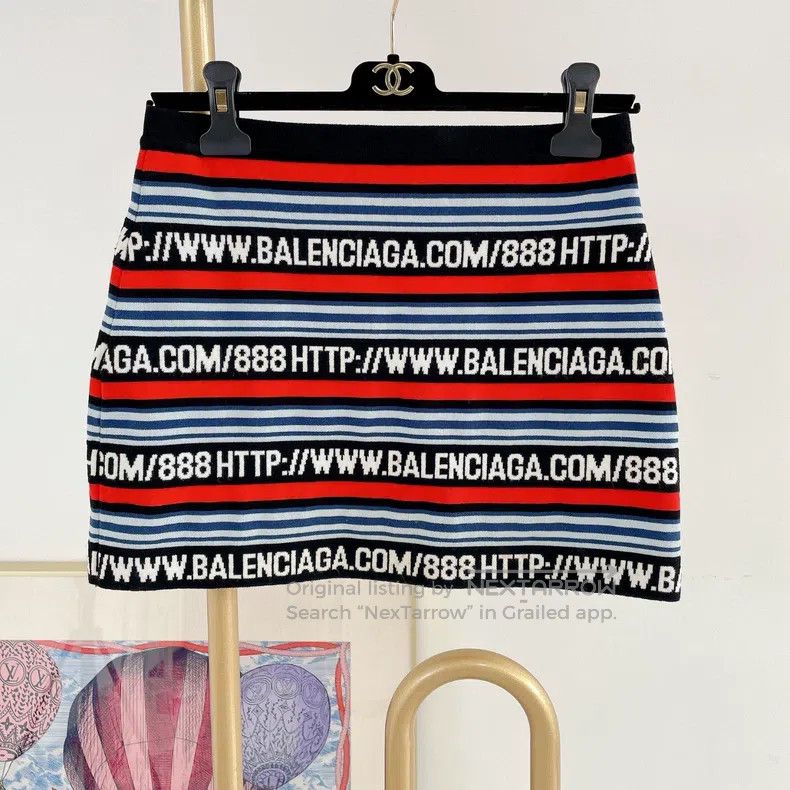 Balenciaga Striped letter half-skirt
