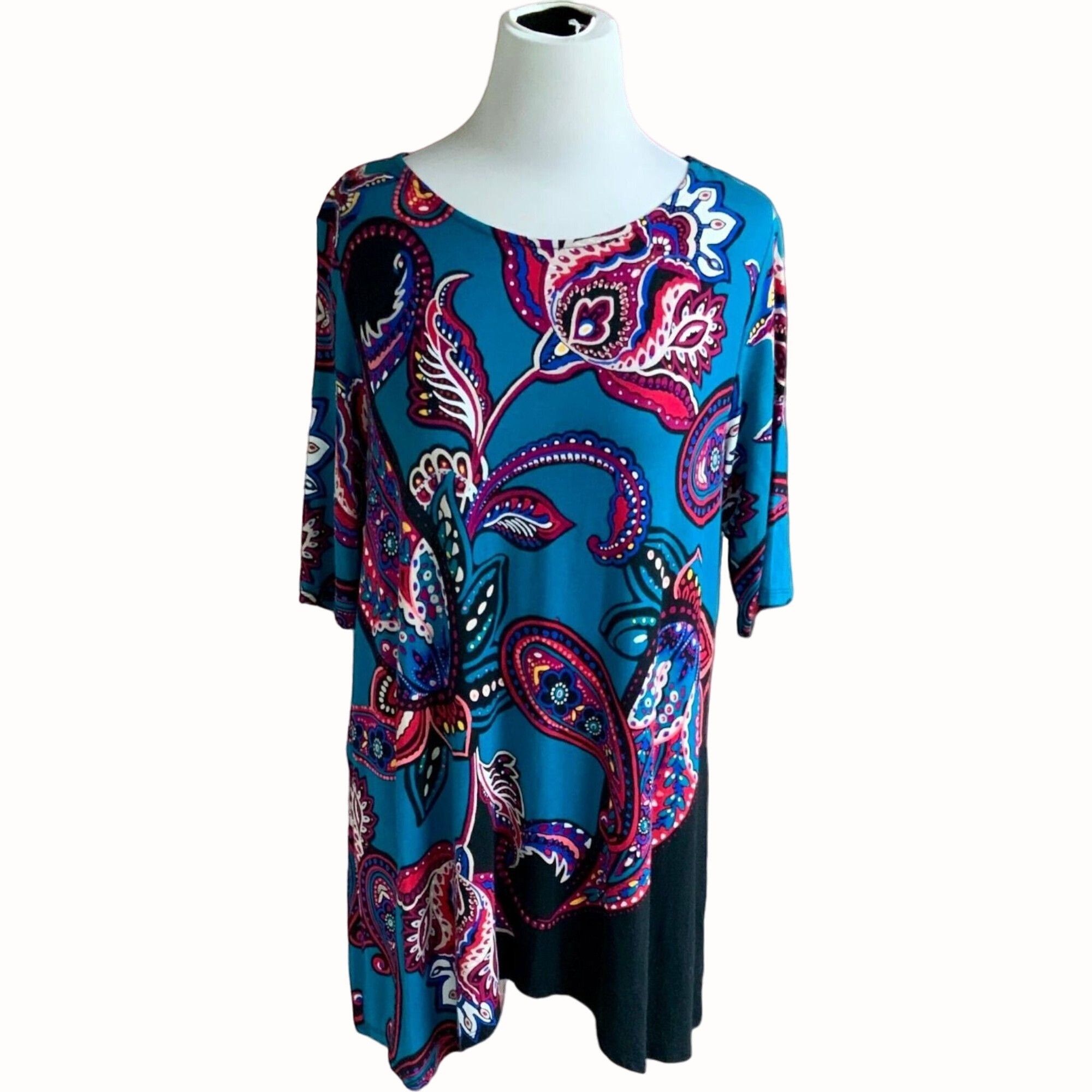 Designer Dana Buchman Short Sleeve Paisley Print Tunic Medium Size M / US 6-8 / IT 42-44 - 1 Thumbnail