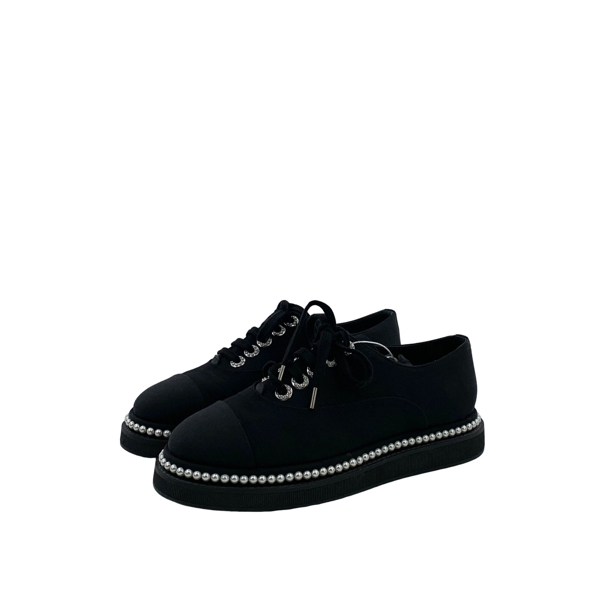 Chanel Chanel Pearl Trimmed Lace Up Flats 37 Size US 7 / IT 37 - 1 Thumbnail