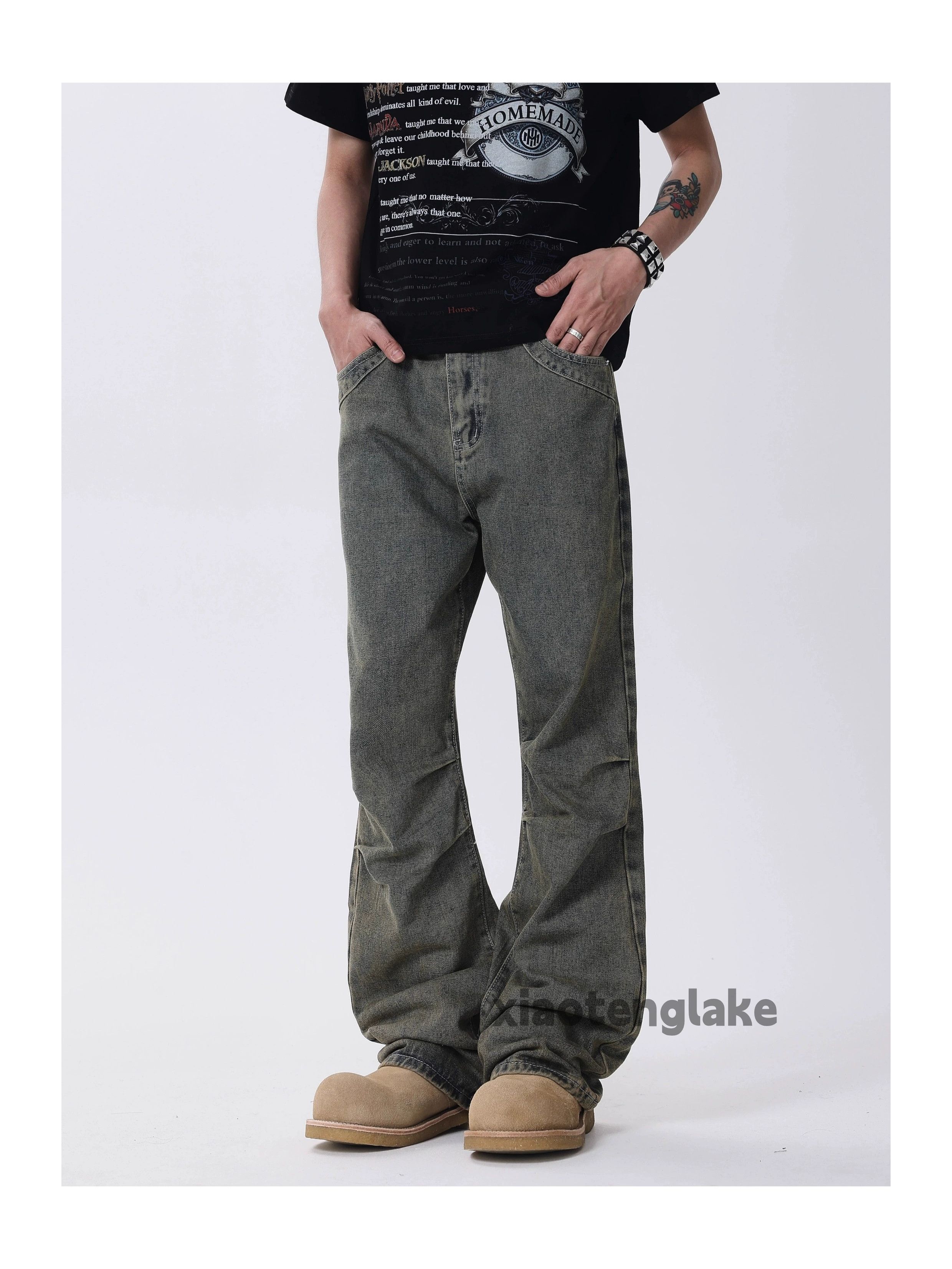 Jean × Vintage washed faded cleanfit yuppie grunge flared jeans Size US 30 / EU 46 - 1 Thumbnail