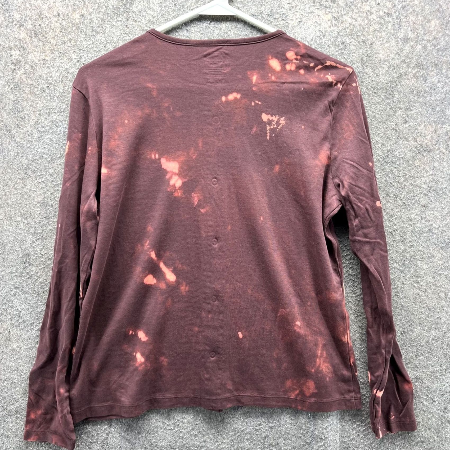Vintage LL Bean Shirt Womens Small Bleach Dyed Henley Long Sleeve Button Top Purple/Geometric 100% Cotton Womens + Modern, Unique, Casual, All Seasons Size S / US 4 / IT 40 - 2 Thumbnail