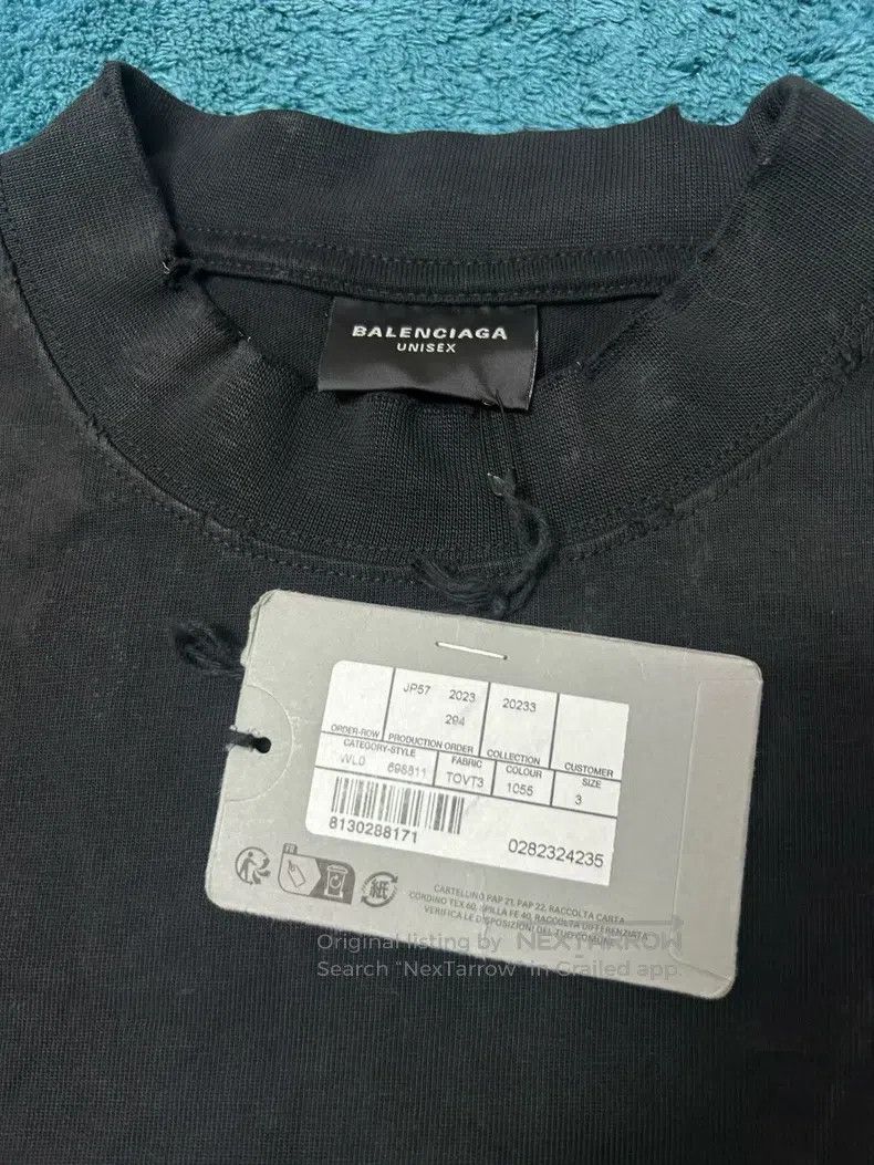 Balenciaga Black Distressed Inverted Eiffel Tower Short Sl