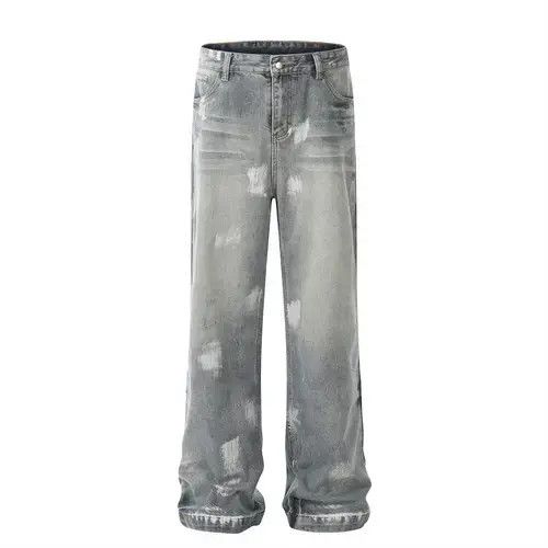 Jean Punk wash ink loose casual ripped jeans y2k Size US 32 / EU 48 - 1 Thumbnail