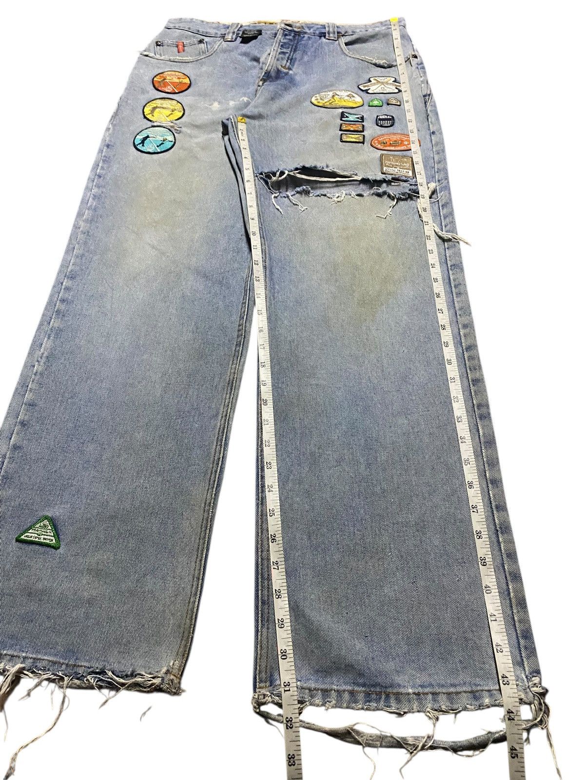 Rocawear Vintage LRG Light Wash Patches Ripped Baggy Jeans Size US 34 / EU 50 - 20 Thumbnail