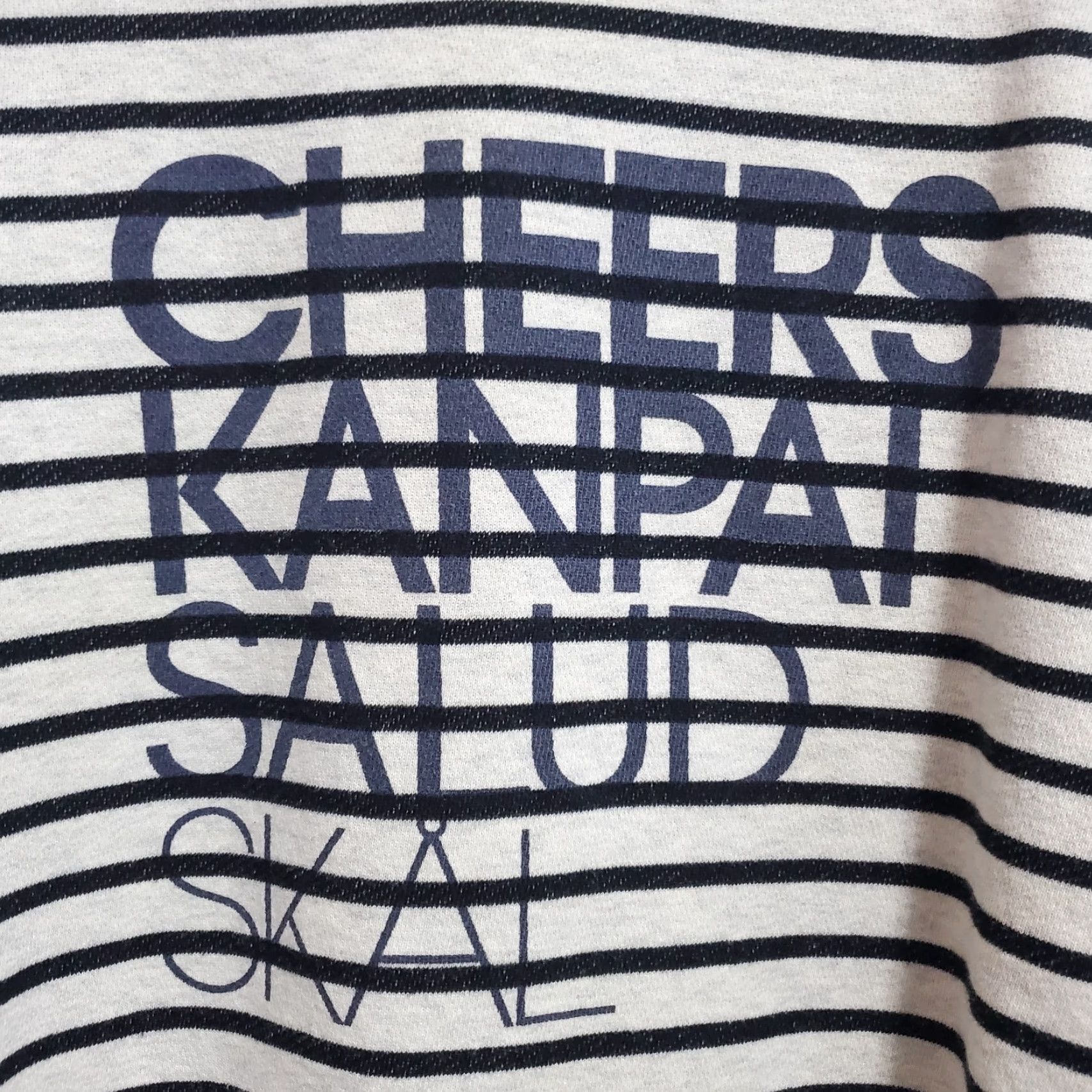 J.Crew J Crew Sweatshirt Women Large Beige Black Striped Cheers Graphic Print Nautical Size L / US 10 / IT 46 - 4 Thumbnail