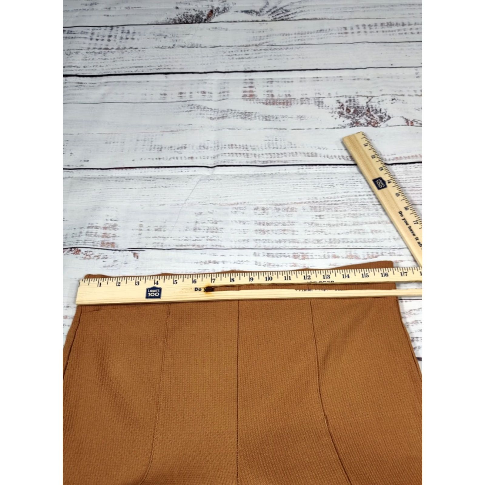 Vintage Eric Womens Pants Cropped Tan 14 Slim Straight Leg Pull On Flat Front Size 14 33x25 Size 36" / US 14 / IT 50 - 5 Thumbnail