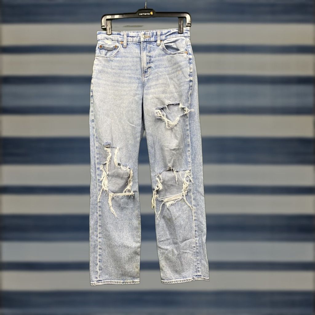 Vintage American Eagle Jeans Womens 4 Blue 90s Curvy Straight Distressed Ripped Denim Size 27" / US 4 / IT 40 - 1 Thumbnail