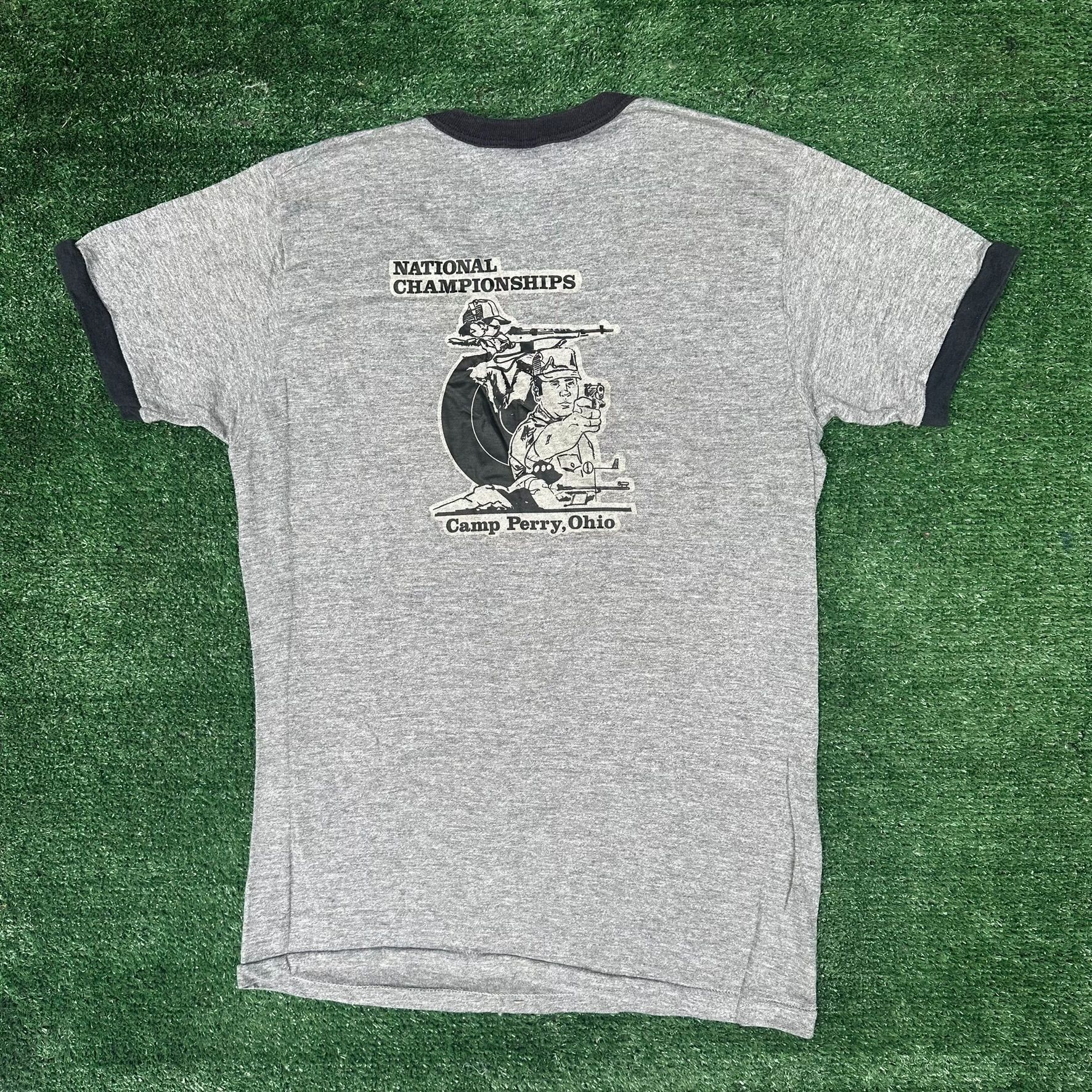 Vintage Vintage 70s Camp Perry Shooting Championship Ringer T-Shirt Size US M / EU 48-50 / 2 - 1 Thumbnail