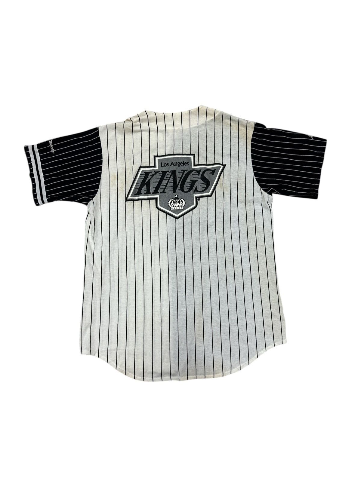 Majestic × NHL × Vintage 1980s LOS ANGELES KINGS PINSTRIPES BASEBALL JERSEY XL Size US XL / EU 56 / 4 - 2 Thumbnail