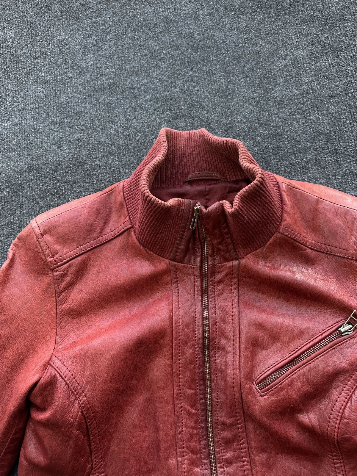 Other 🚨Y2K RICK OWENS TYPE DIRTY SLIM FIT ZIP LEATHER JACKET Size XS / US 0-2 / IT 36-38 - 5 Thumbnail