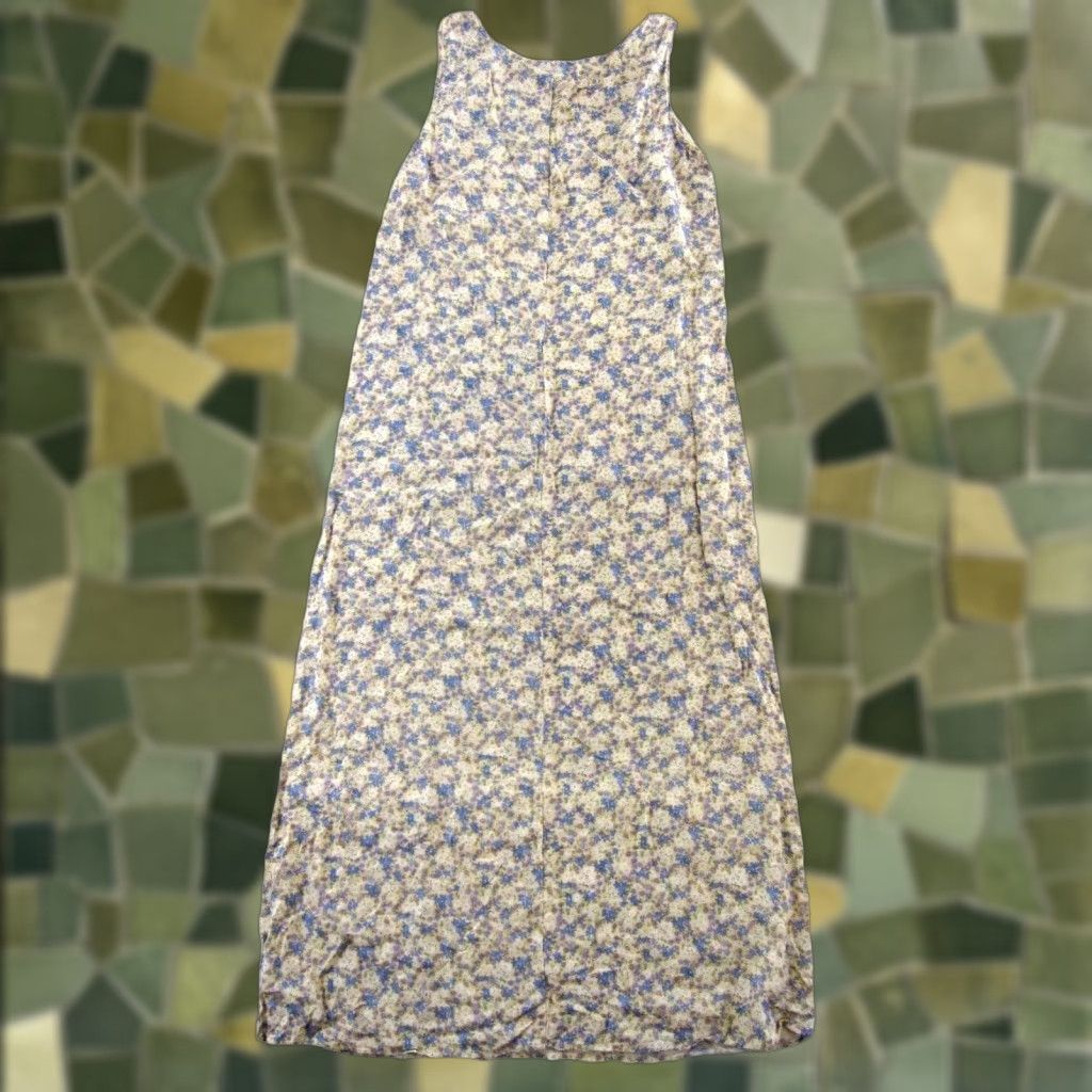Vintage VINTAGE Ease Sport Maxi Dress Sleeveless Floral 100% Rayon Yellow Blue 6 Women Size M / US 6-8 / IT 42-44 - 1 Thumbnail