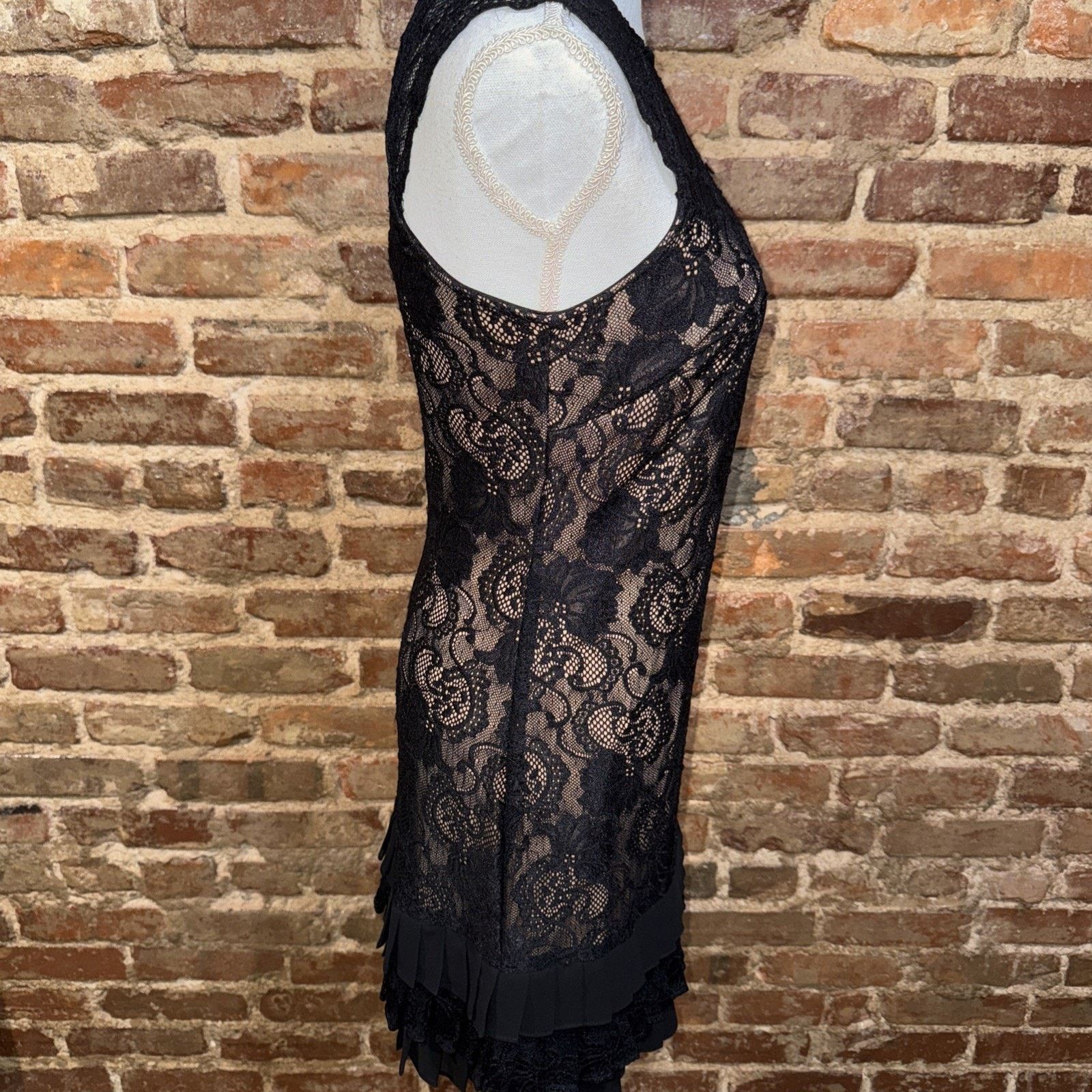 Other Black Nude Lace Ruffled Hem Dress Sz 4 Whimsy Goth Fairy LBD Size S / US 4 / IT 40 - 5 Thumbnail