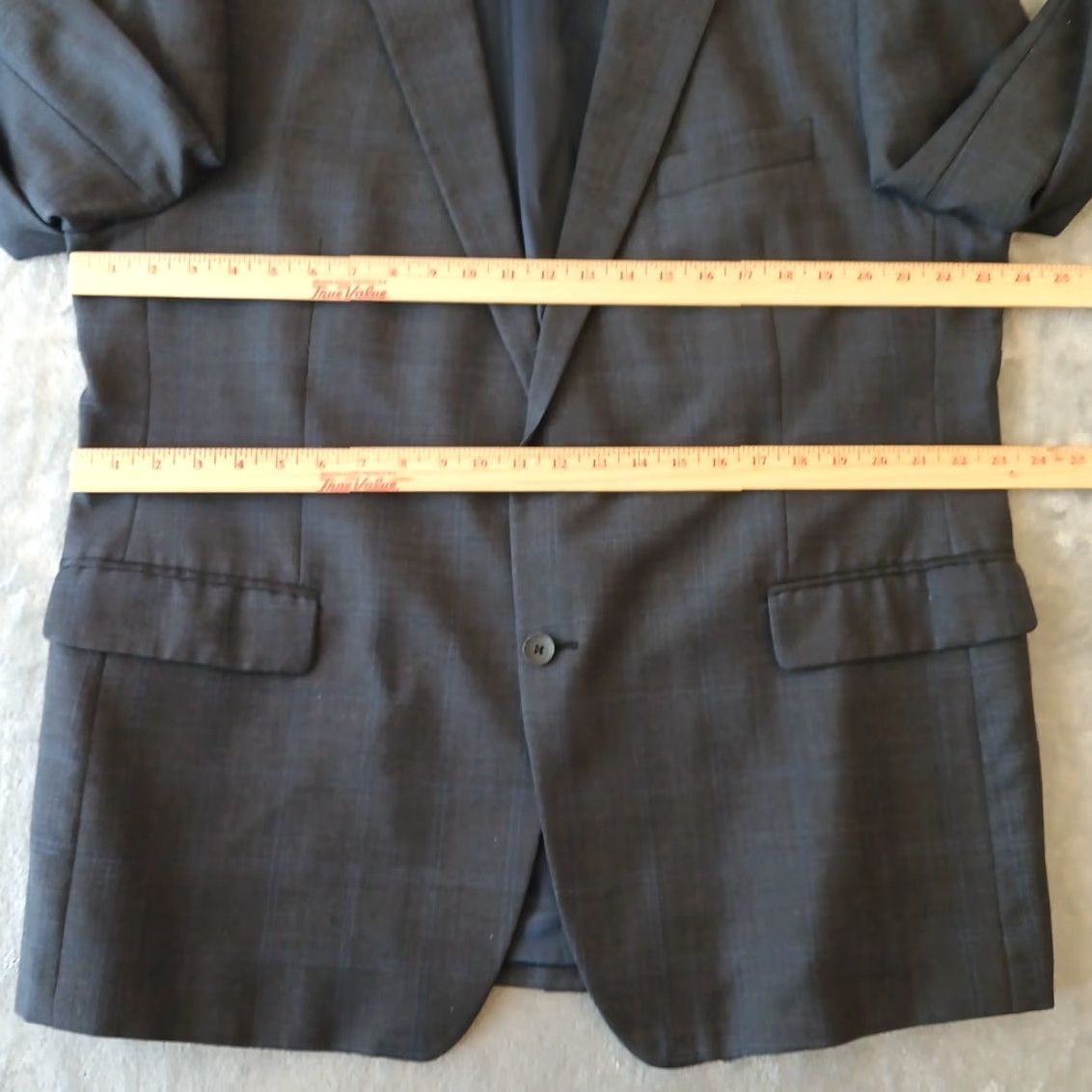 Nautica Nautica Blazer Mens 46 Gray Blue Plaid Wool Two Button Single Vent Notch Lapel 2 Piece Jacket Coat Regular Fit–Mens Size 46R - 6 Thumbnail