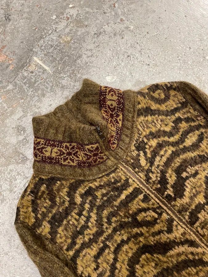Roberto Cavalli × Vintage 2000s Roberto Cavalli Brown Safari Zebra Wool Zip-up Cardigan Size US M / EU 48-50 / 2 - 5 Thumbnail