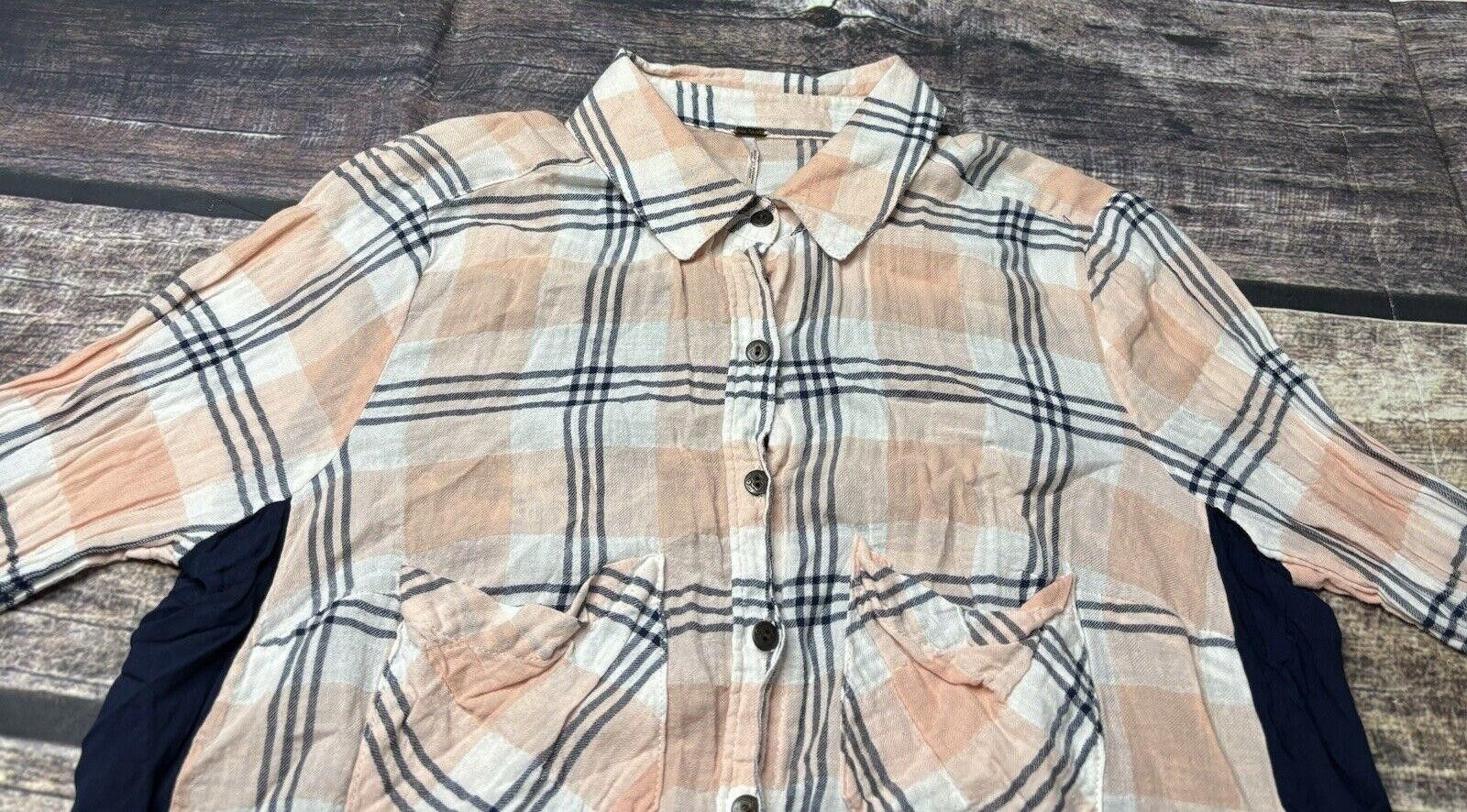 Free People Free People Top Women's XS Cotton Plaid Front Rayon Floral Size XS / US 0-2 / IT 36-38 - 4 Thumbnail