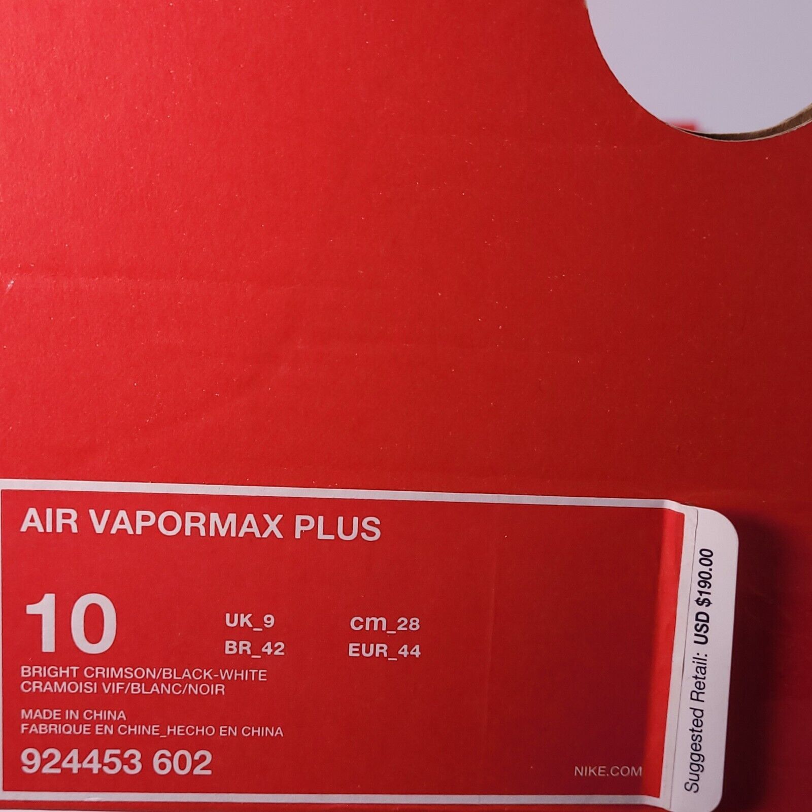 Nike Nike Air Vapormax Plus Shoe Mens Size 10 924453-602 Red Size US 10 / EU 43 - 8 Thumbnail