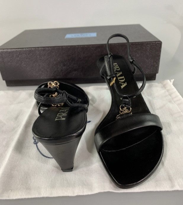 Prada Prada Black Metal T-Strap Slingback Y2K Vintage 6.5 New Box Size US 6.5 / IT 36.5 - 16 Thumbnail