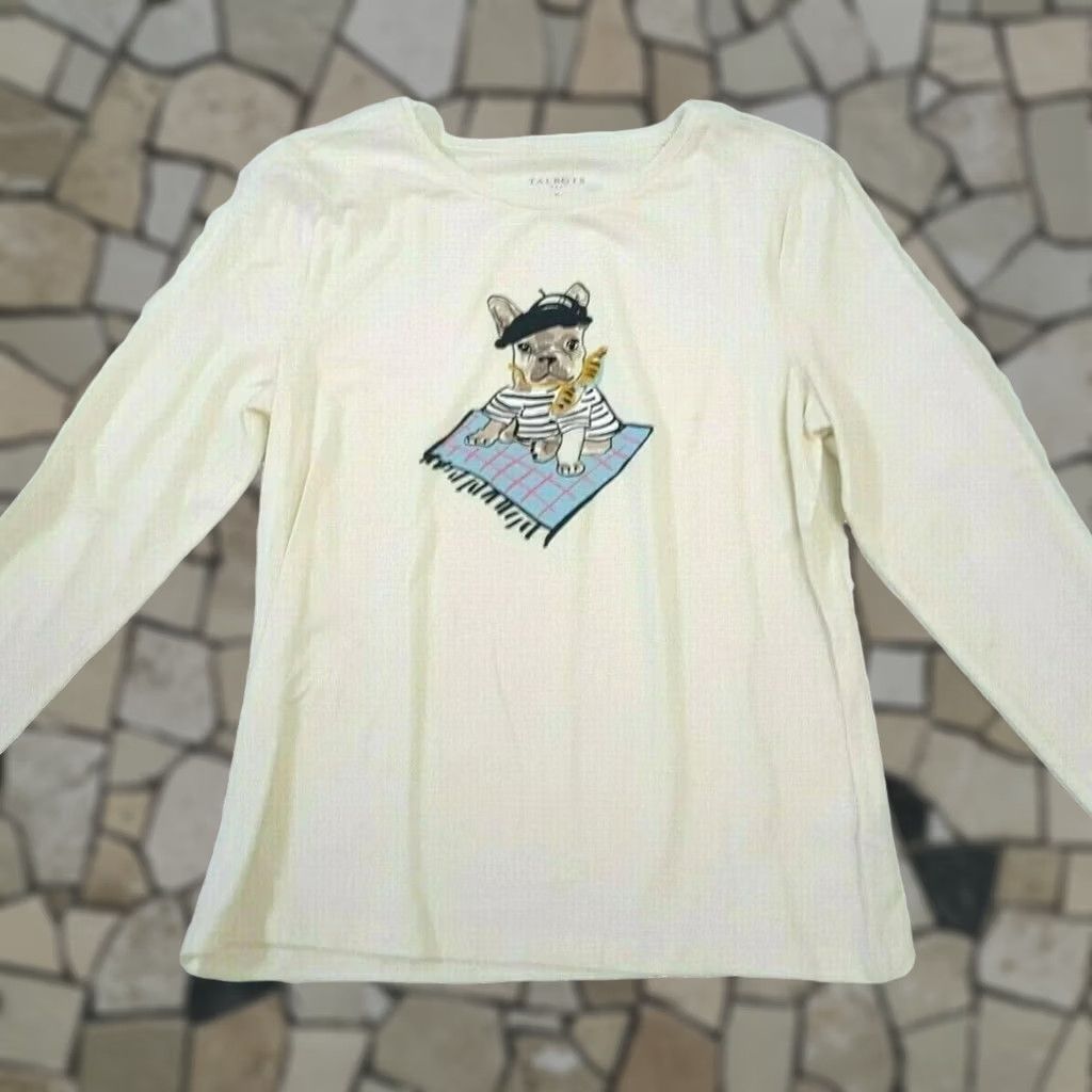 Talbots Talbots Women's Dog Printed Long Sleeve T-Shirt Size L Multicolor Size L / US 10 / IT 46 - 1 Thumbnail