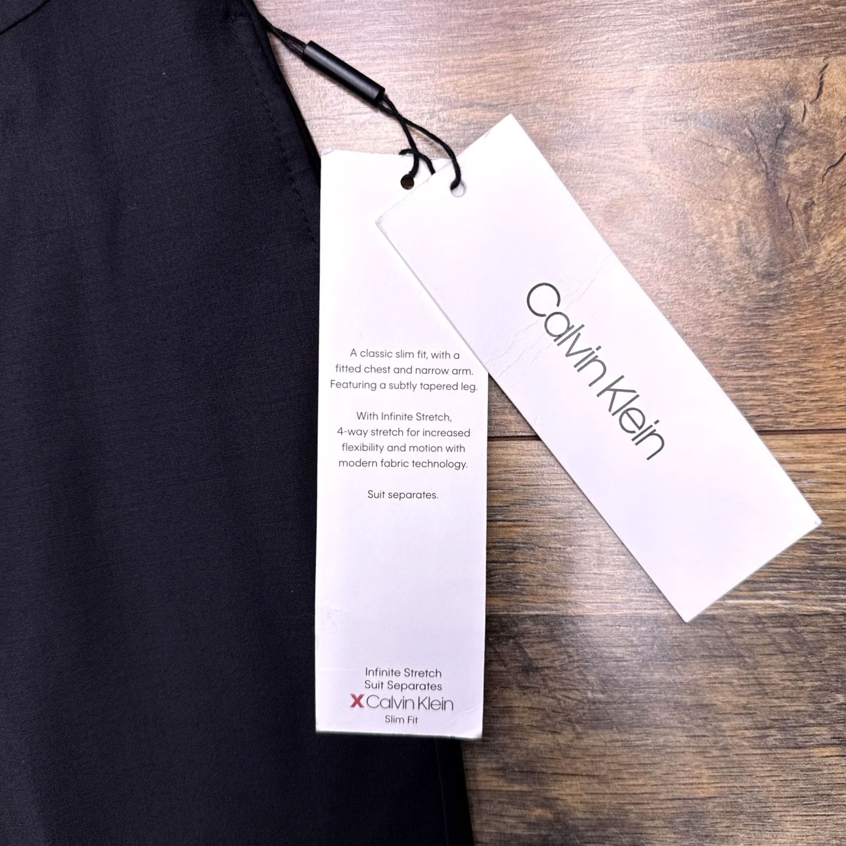 Calvin Klein Calvin Klein Pants Mens 29x30 Black Slim Fit Tapered Flat Front Wool Spandex Stretch Dress Pants Infinite Stretch New Size US 29 - 5 Thumbnail