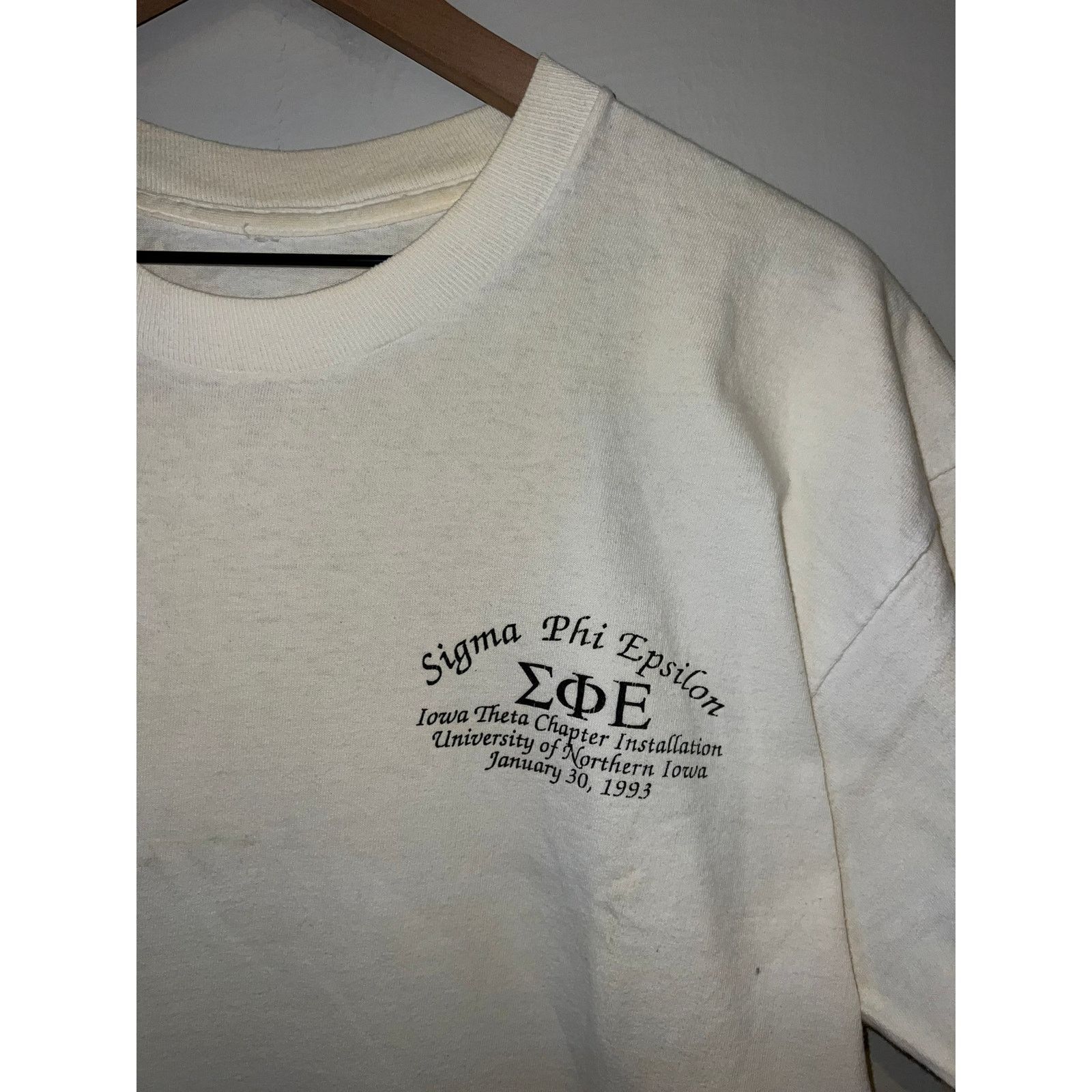 Vintage Vintage Sigma Phi Shirt Epsilon Iowa Northern University Tee Size US XL / EU 56 / 4 - 3 Thumbnail