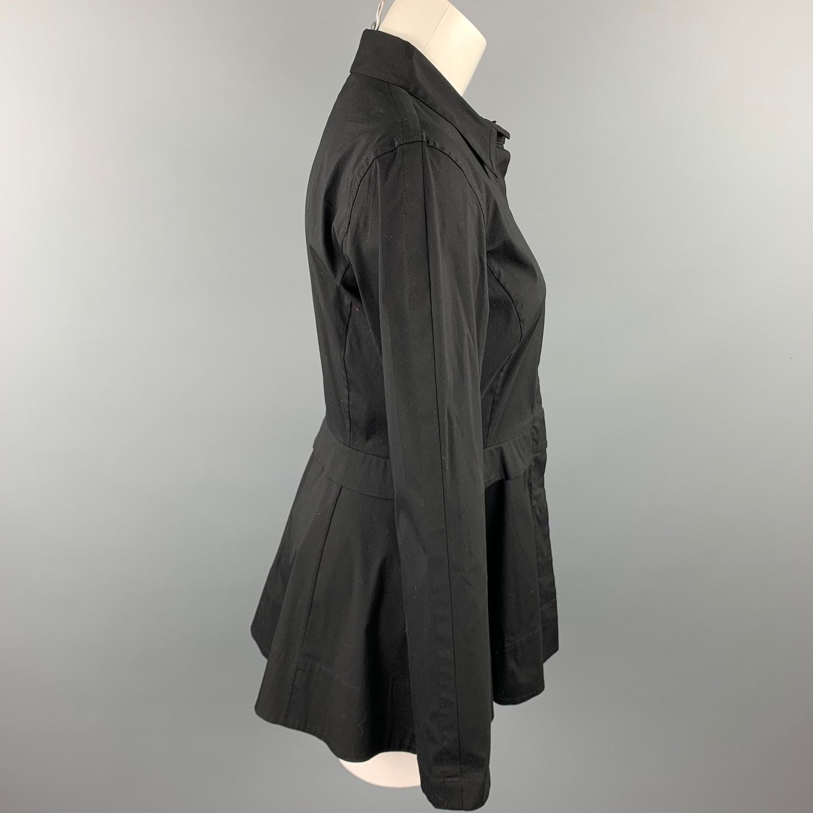 Donna Karan DONNA KARAN Size 8 Black Cotton Blend Long Sleeve Mini Dress Size M / US 6-8 / IT 42-44 - 3 Thumbnail