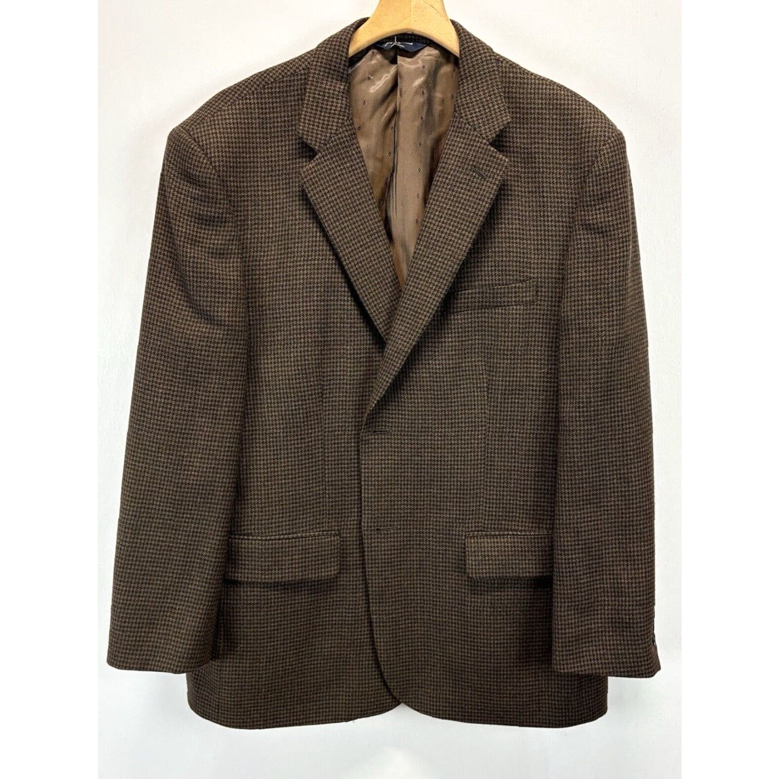 Joseph VINTAGE Joseph & Feiss Lambswool Blazer Sportcoat Mens 46R Brown Black Check Size 46R - 3 Thumbnail