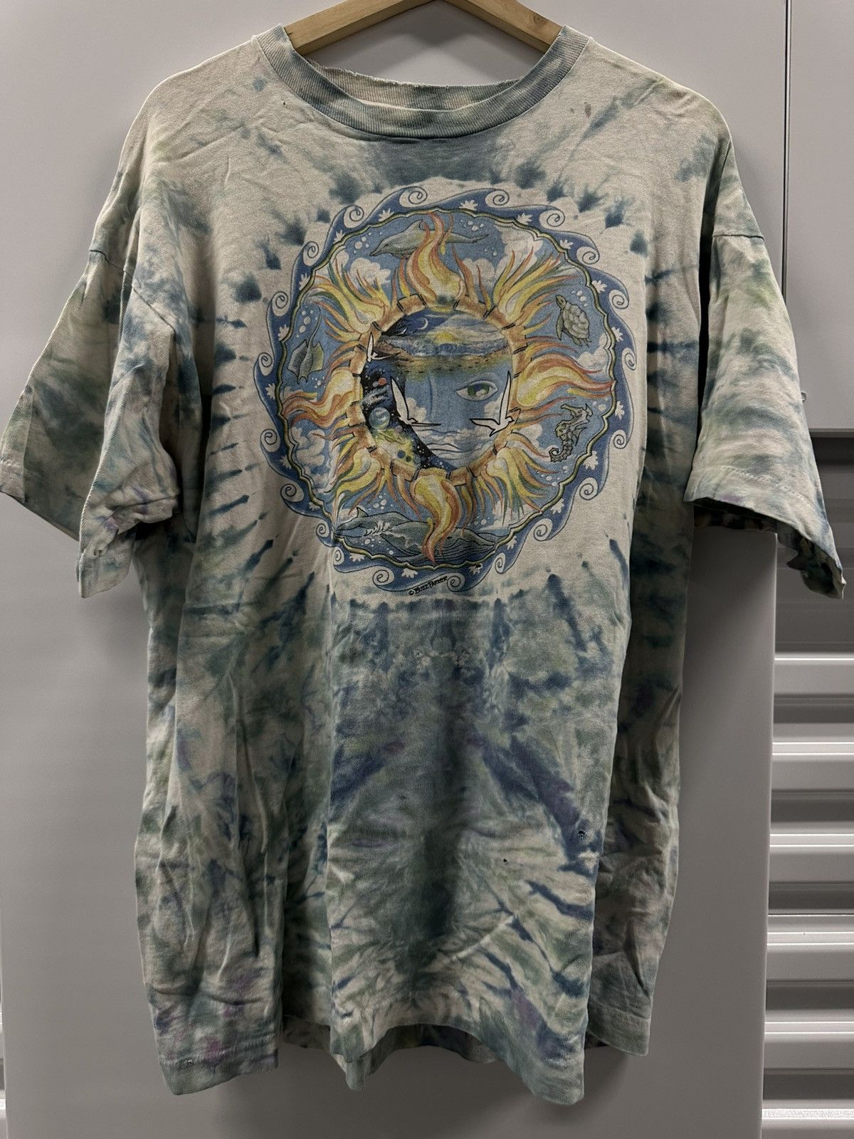 Vintage Buzz Parker Art Sun and Ocean Tie dye Tee shirt Size US XL / EU 56 / 4 - 1 Thumbnail