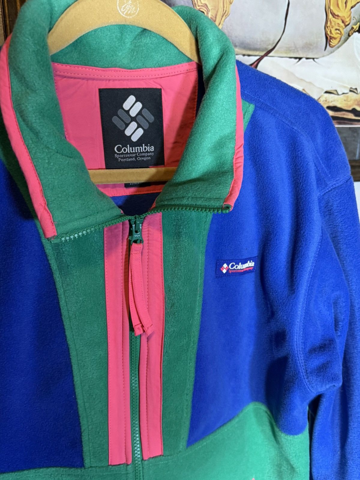 Columbia Colombia Back Bowl Neon Zip Up Fleece Size US L / EU 52-54 / 3 - 5 Thumbnail