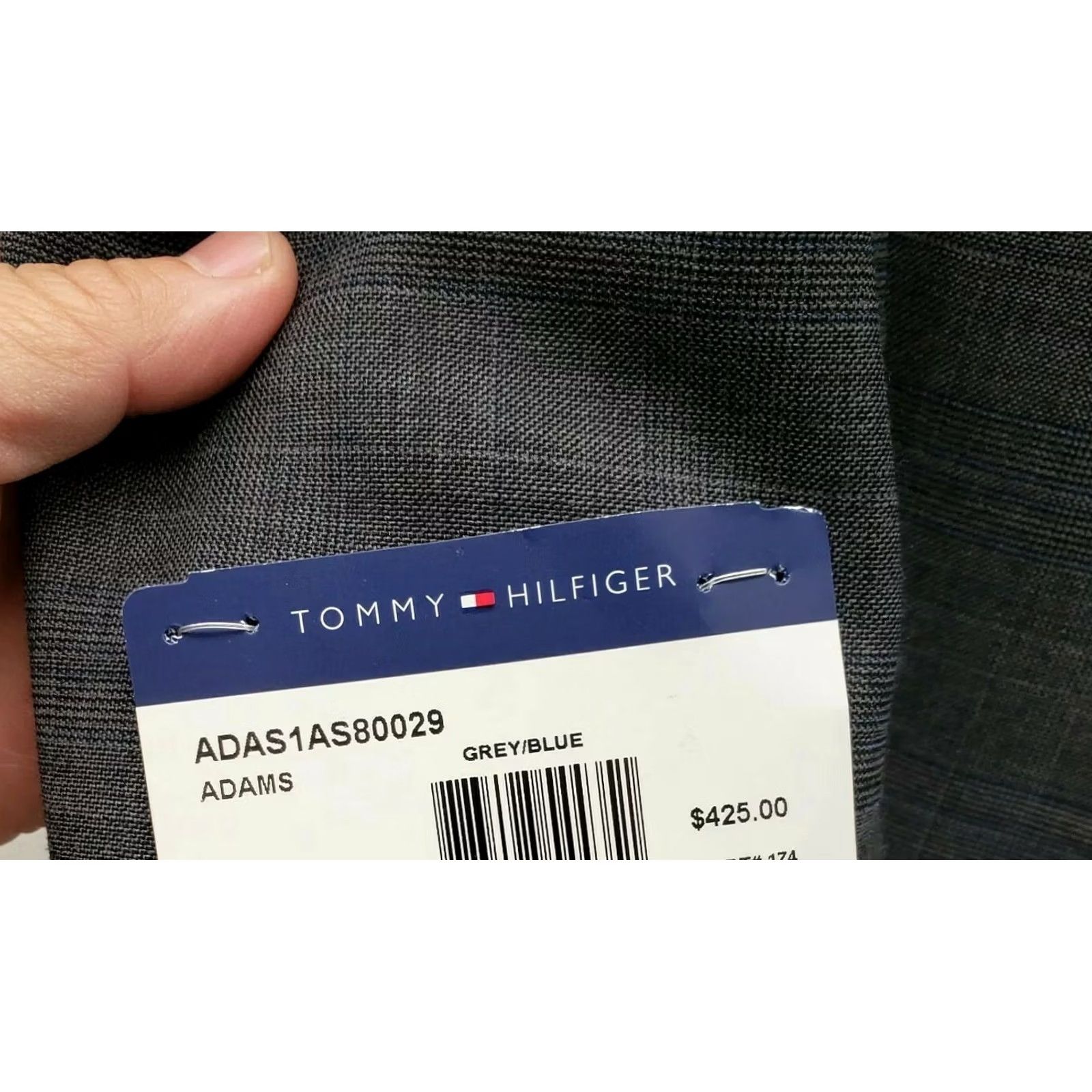 Tommy Hilfiger TOMMY HILFIGER Blazer Men's ADAMS GREY/BLUE Stretch 42L Wool/Poly/Spandex Notch Two-Button Single-Breasted Long Jacket Rowdy? Size 42R - 7 Thumbnail