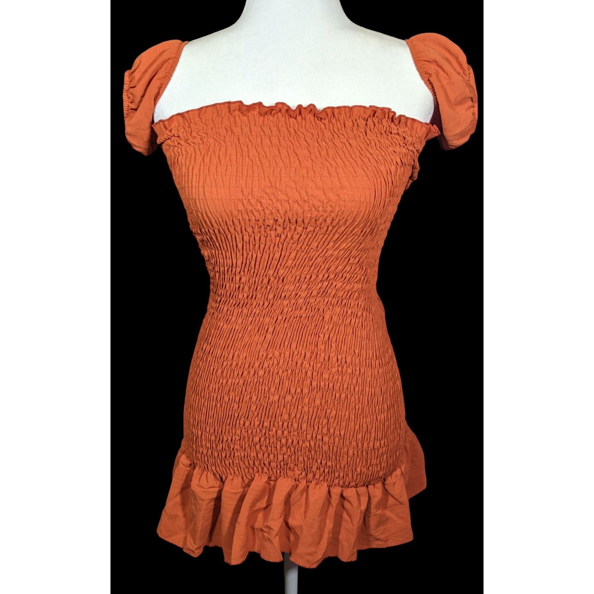 Sublime Sublime Retro Festival Burnt Orange Ruched Lace Back Mini Dr Size S / US 4 / IT 40 - 1 Thumbnail