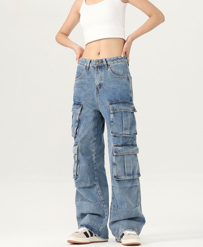Japanese Brand American retro vibe wide-leg multi-pocket cargo jeans Size US 32 / EU 48 - 1 Thumbnail