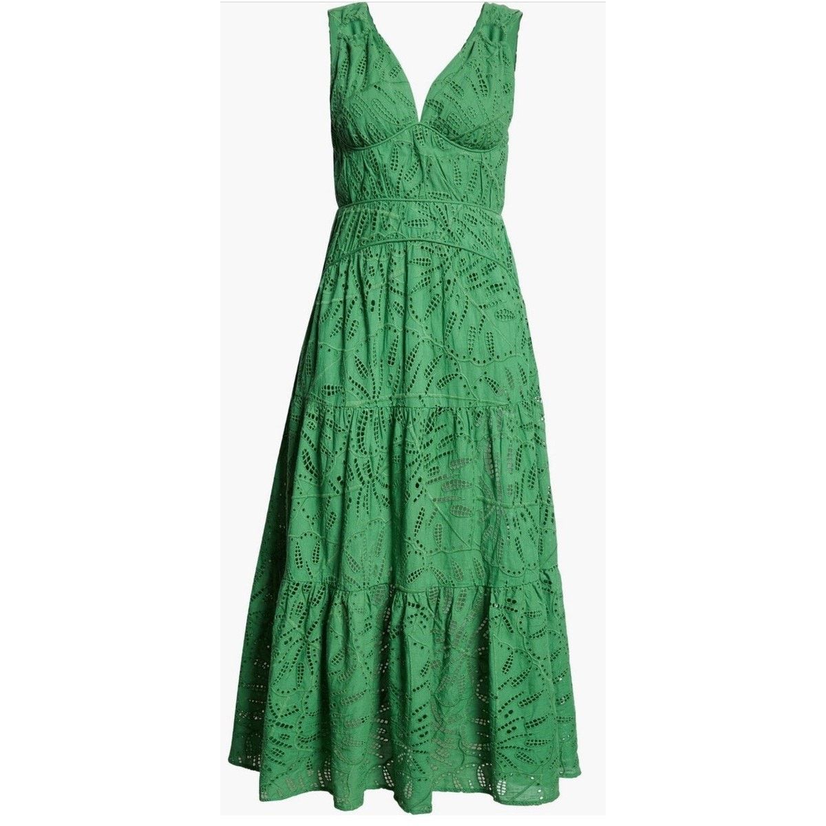 Farm Rio NWT FARM RIO Green Monstera Corset Eyelet Maxi Dress Sz M Size M / US 6-8 / IT 42-44 - 8 Thumbnail