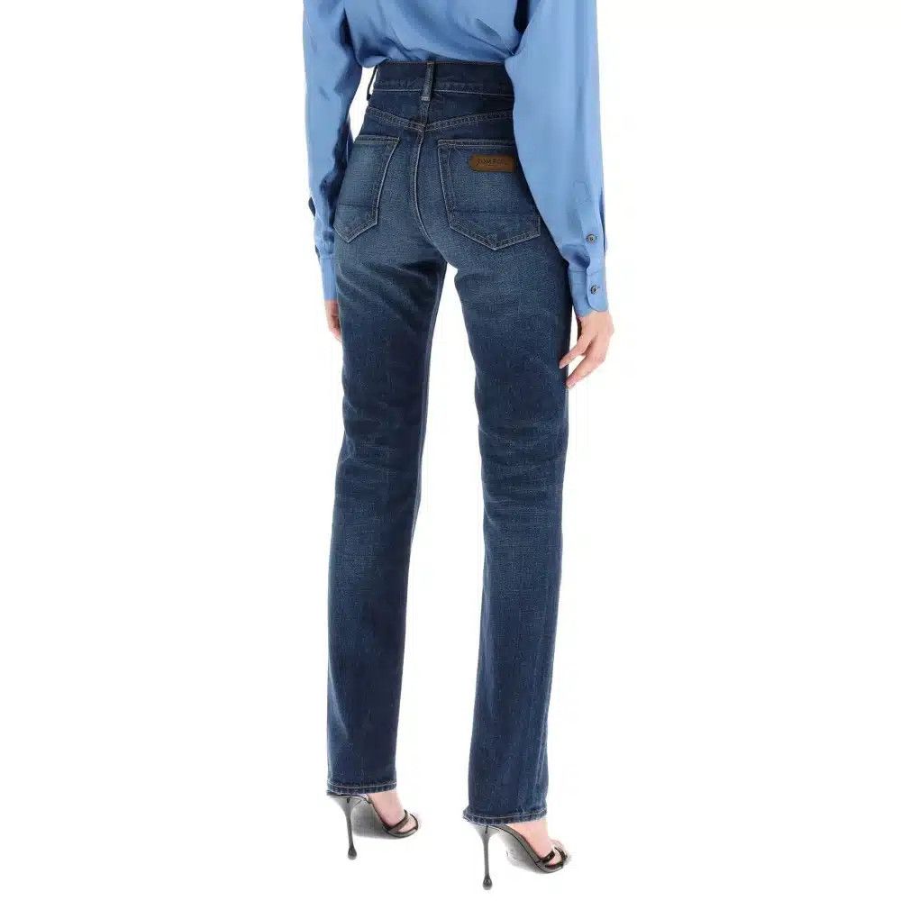 Tom Ford o1loc1c0525 PAD114 Stone Washed Straight Leg Jeans in Blue Size 26" / US 2 / IT 38 - 3 Thumbnail