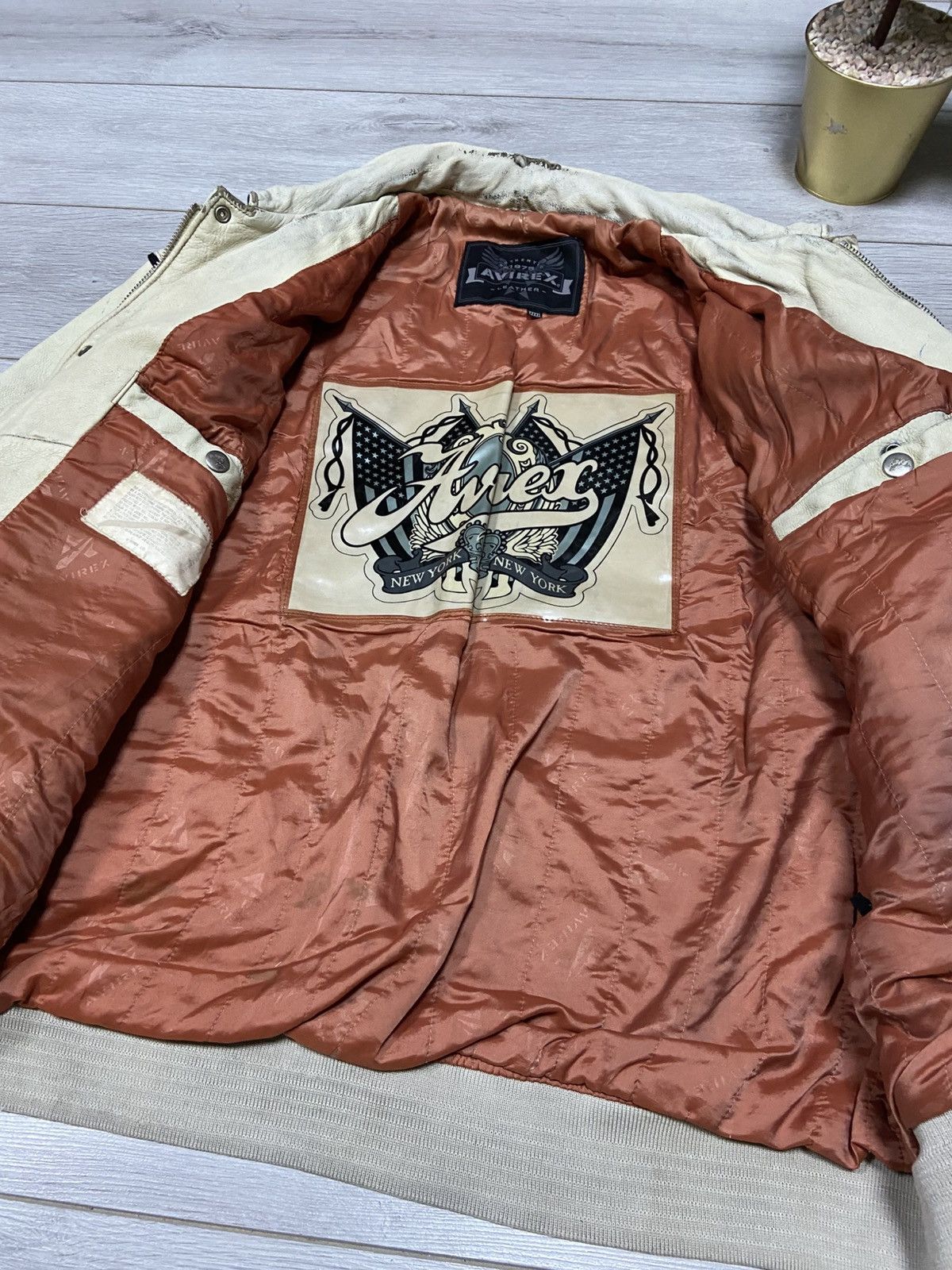 Avirex Avirex vintage Leather Jacket distressed New York big logo Size US XXL / EU 58 / 5 - 3 Thumbnail