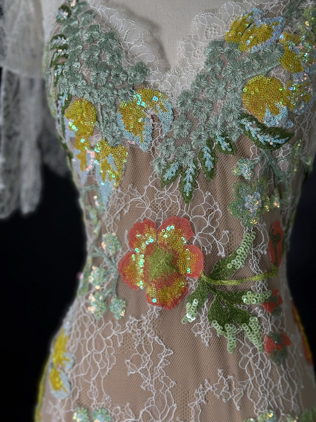 Other Brand New US 8 Elie Saab Lace Gown with Floral Appliques Size M / US 6-8 / IT 42-44 - 4 Thumbnail