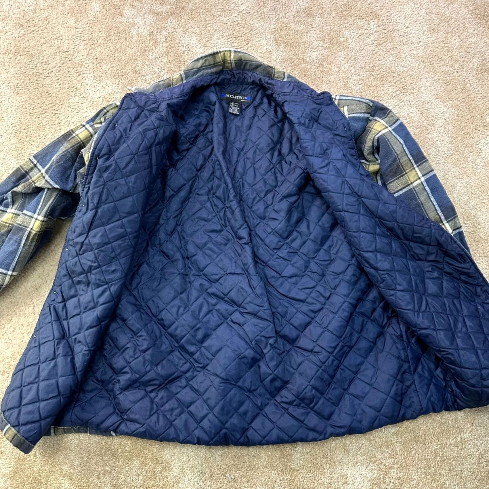Architect VINTAGE Architect Flannel Lined Shirt Jacket XL Plaid Blue Workwear Cowboy Western Mens Size US XL / EU 56 / 4 - 2 Thumbnail