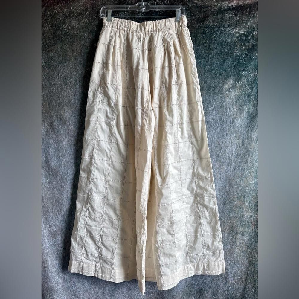 Designer Designer Ivory Cotton High Waist Wide Leg Pants Trousers Size 28" / US 6 / IT 42 - 1 Thumbnail