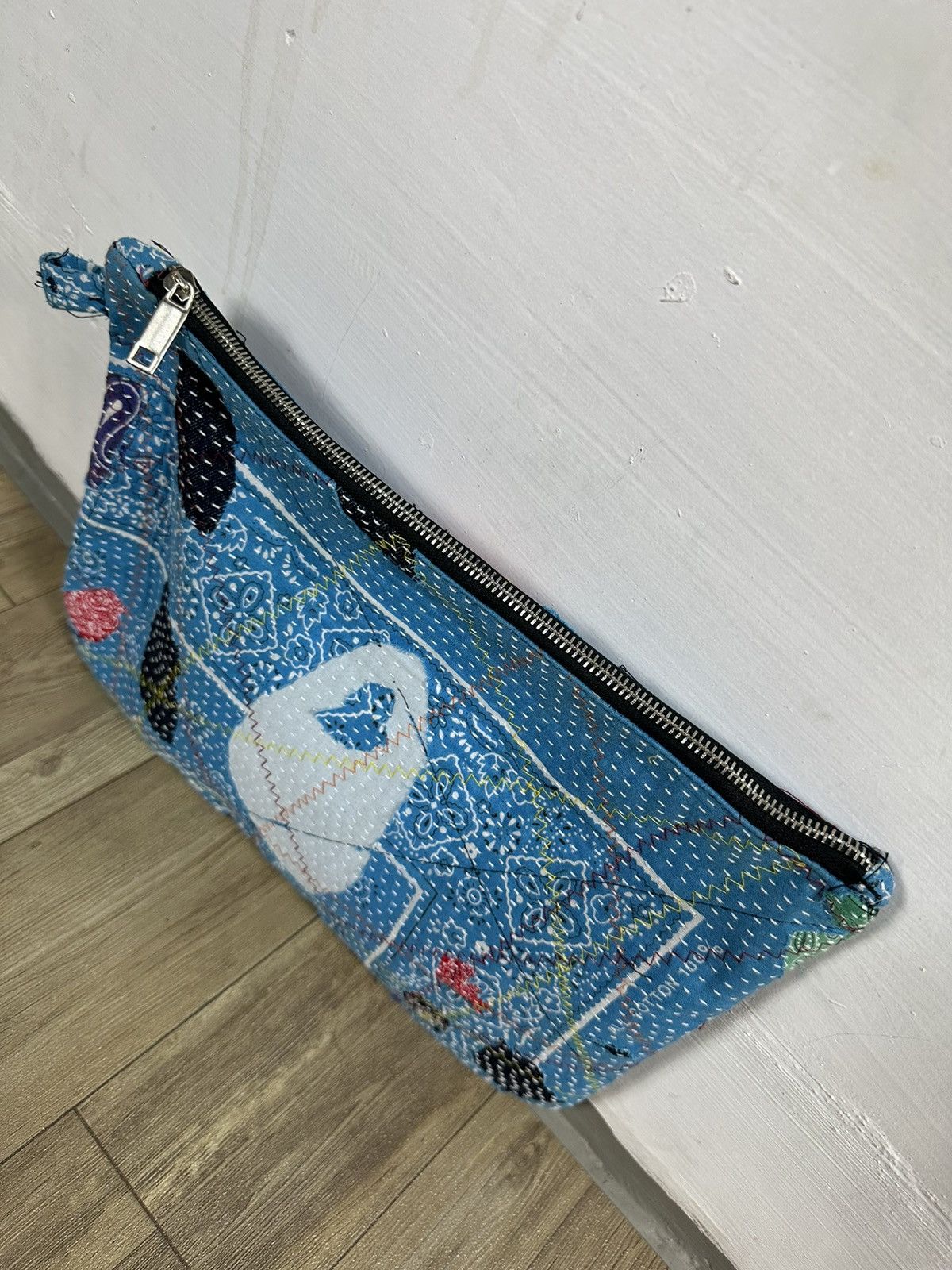 Handmade Custom Made Distressed Patchwork Boro Paisley cutch bag Size ONE SIZE - 8 Thumbnail