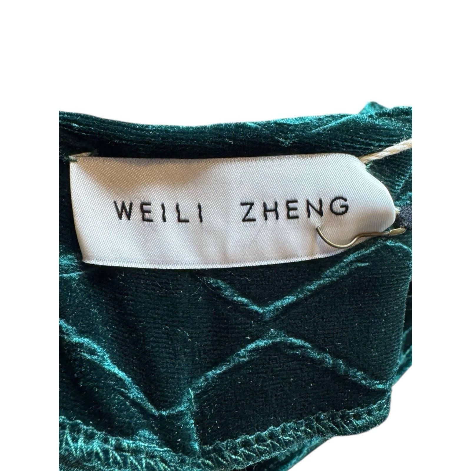 Other Weili Zheng NEW Embossed Velvet Straight leg Pants Green XS Size 24" / US 00 / IT 34 - 5 Thumbnail