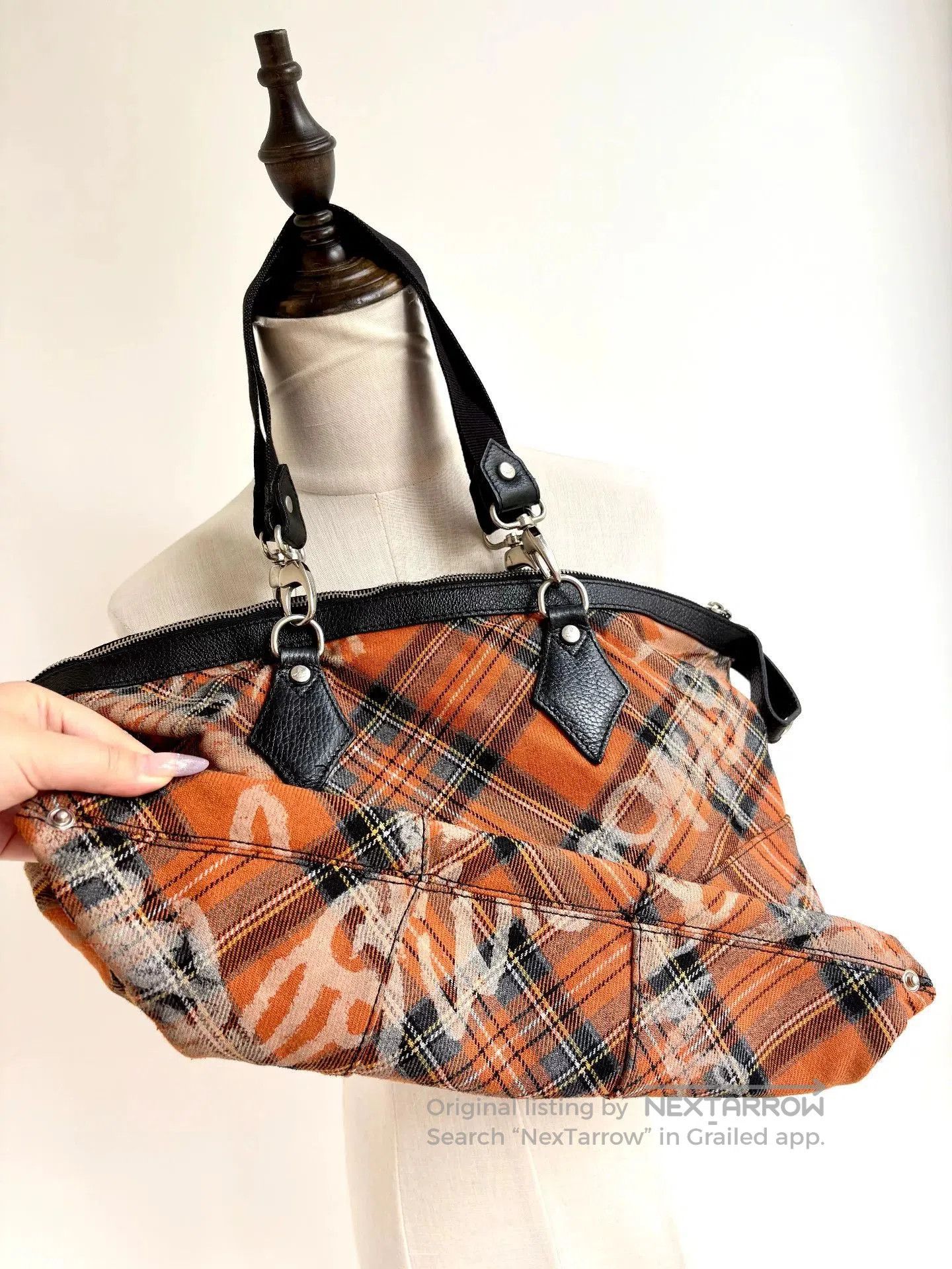 Vivienne Westwood Vivienne Westwood Vintage Orange Plaid Graffiti Handbag. Size ONE SIZE - 5 Thumbnail