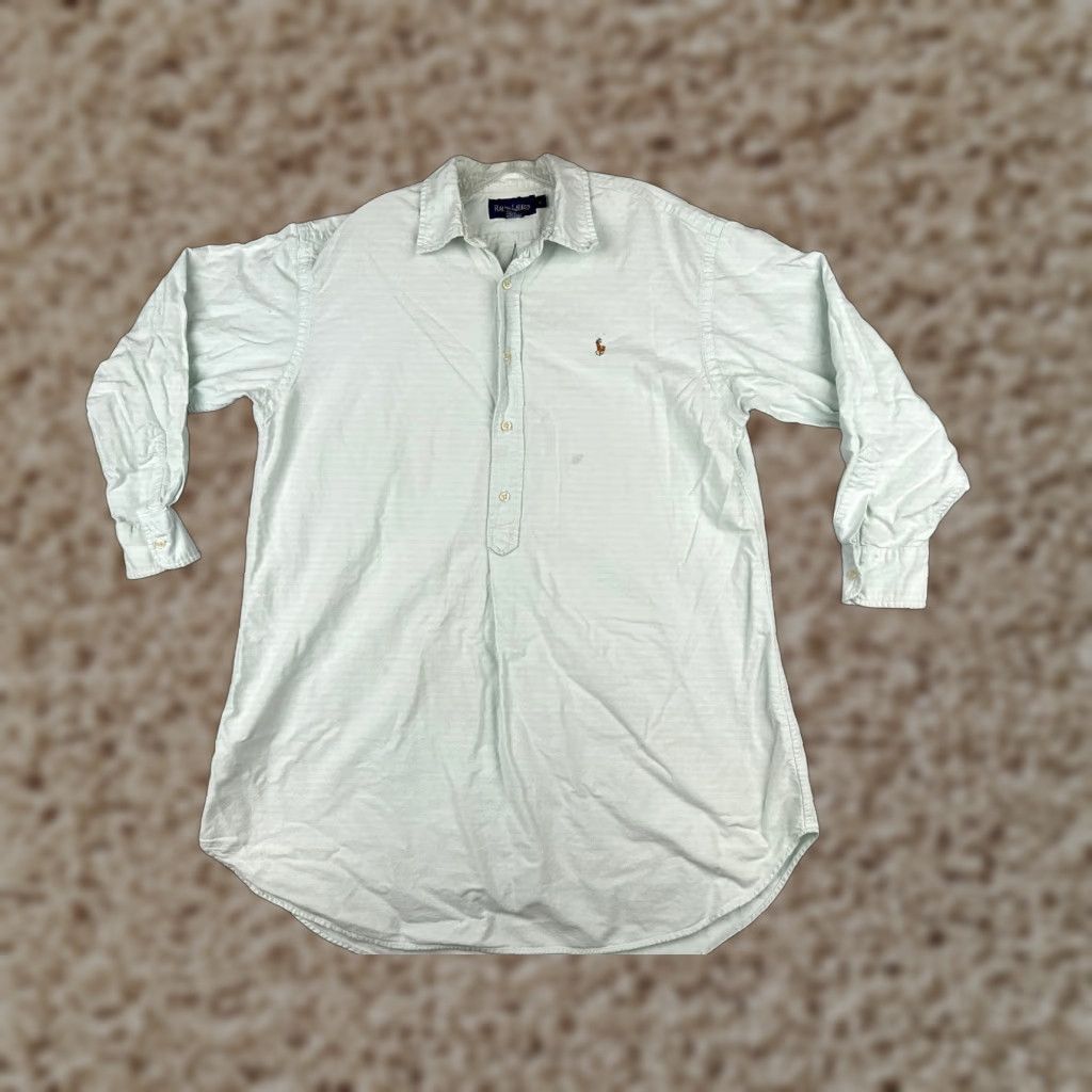 Polo Ralph Lauren VINTAGE Polo Ralph Lauren Shirt Men L Blue Button-Up 100% Cotton Regular Fit Adult Large Blue 1990s Camping Outdoor Mens Size US L / EU 52-54 / 3 - 1 Thumbnail