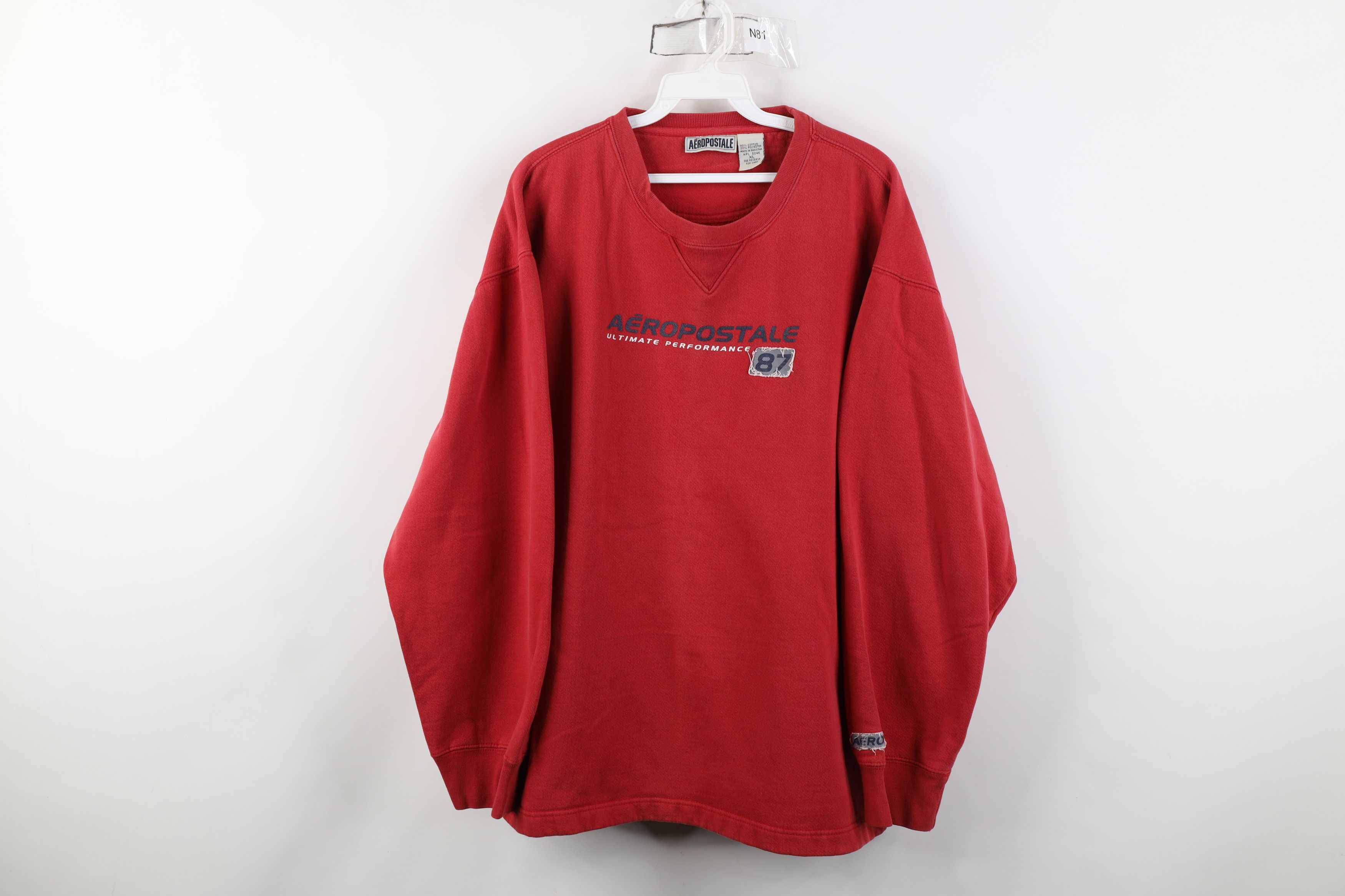 Aeropostale Vintage 90s Y2K Aeropostale Spell Heavyweight Sweatshirt Red Size US XL / EU 56 / 4 - 1 Thumbnail