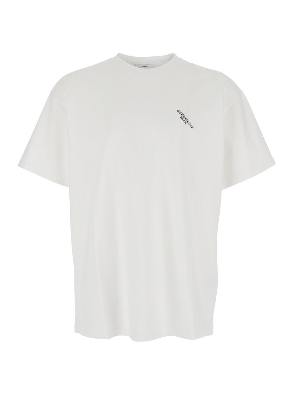 Givenchy White T-Shirt with Diagonal Embroidered Logo in Cotton Man Size US XL / EU 56 / 4 - 1 Thumbnail