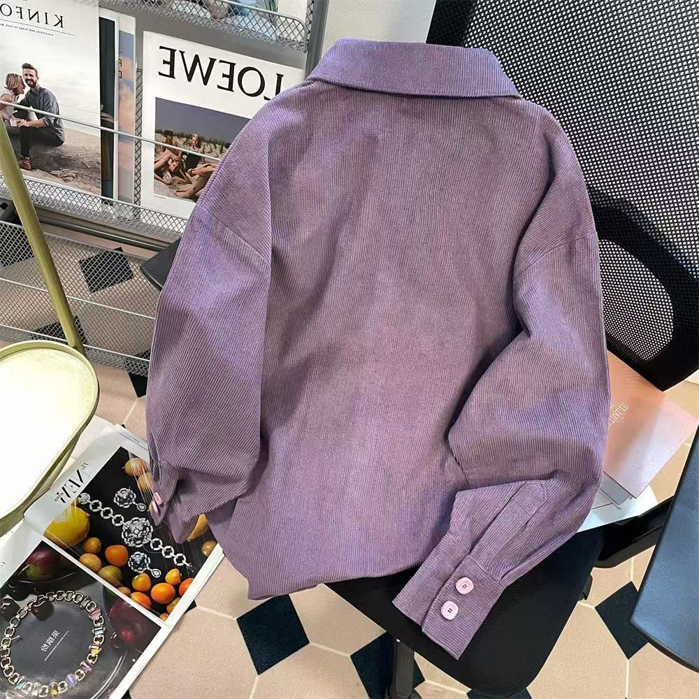 Vintage Purple Corduroy Fake Two-Piece Tie Shirt Size US M / EU 48-50 / 2 - 3 Thumbnail
