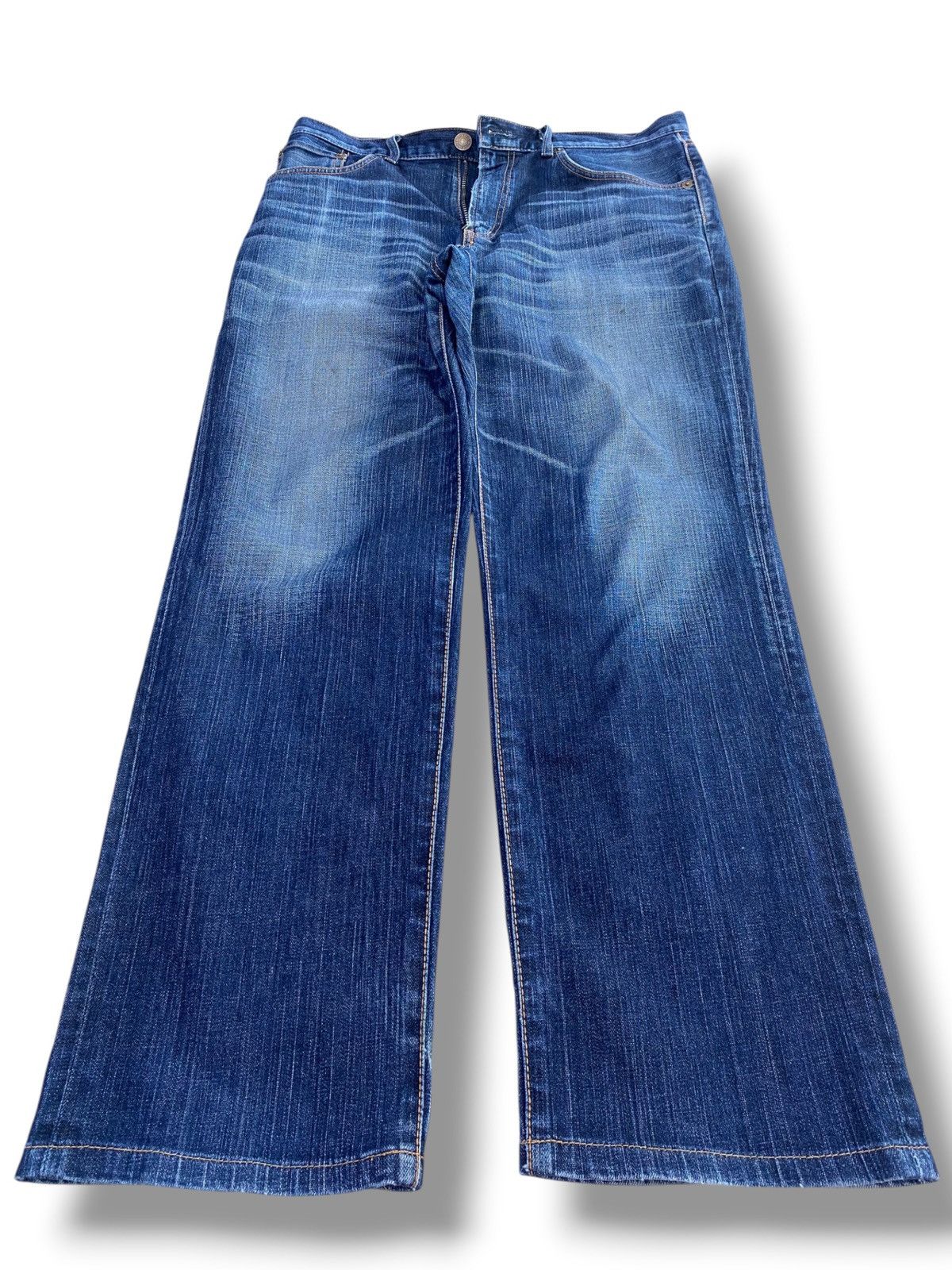 Edwin Edwin 504 Whiskers Faded Wash Style Loose Jeans Size US 34 / EU 50 - 1 Thumbnail