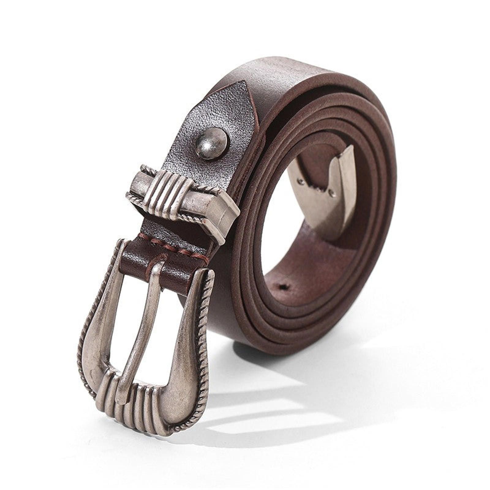 Leather Vintage Cowhide Belt – Handmade, Amekhaki Style Size ONE SIZE - 7 Thumbnail