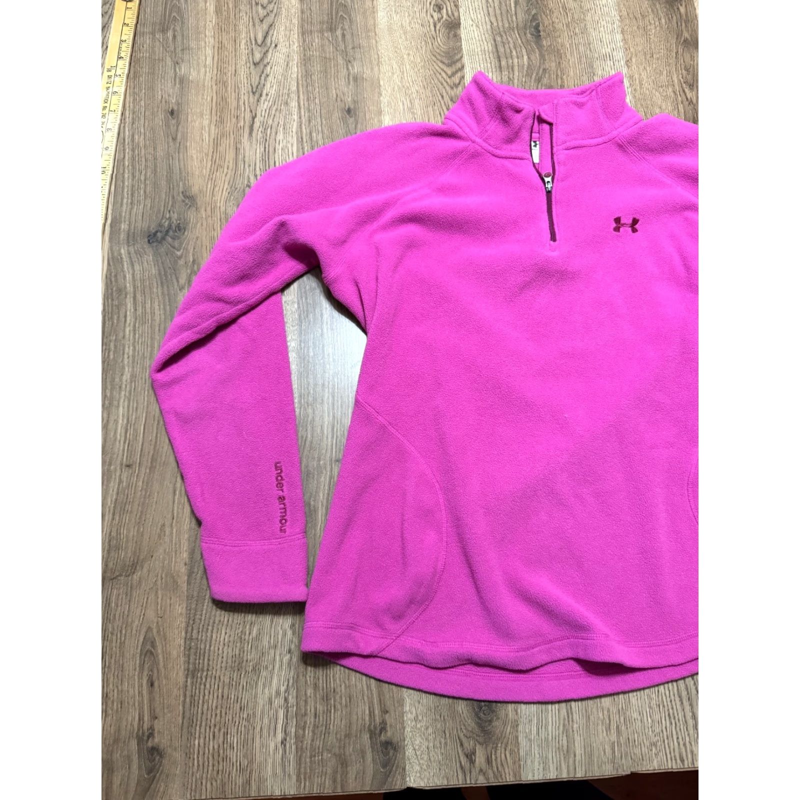 Under Armour Under Armour Sweater Womens Size M Pink 1/4 Zip Pullover Fleece Logo Pullover Size M / US 6-8 / IT 42-44 - 3 Thumbnail