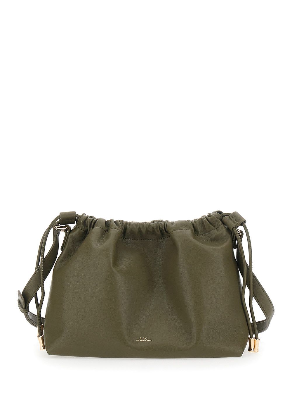 A.P.C. 'Sac Ninon' green Crossbody bag with logo lettering on the front and drawstring closure in ecoleather woman Size ONE SIZE - 1 Thumbnail
